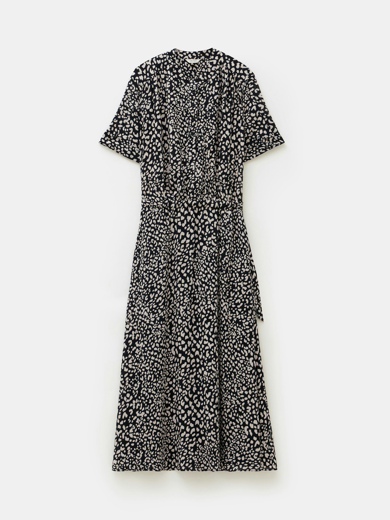 012852-4797-07 Printed Short Sleeve Midi Shirt Dress