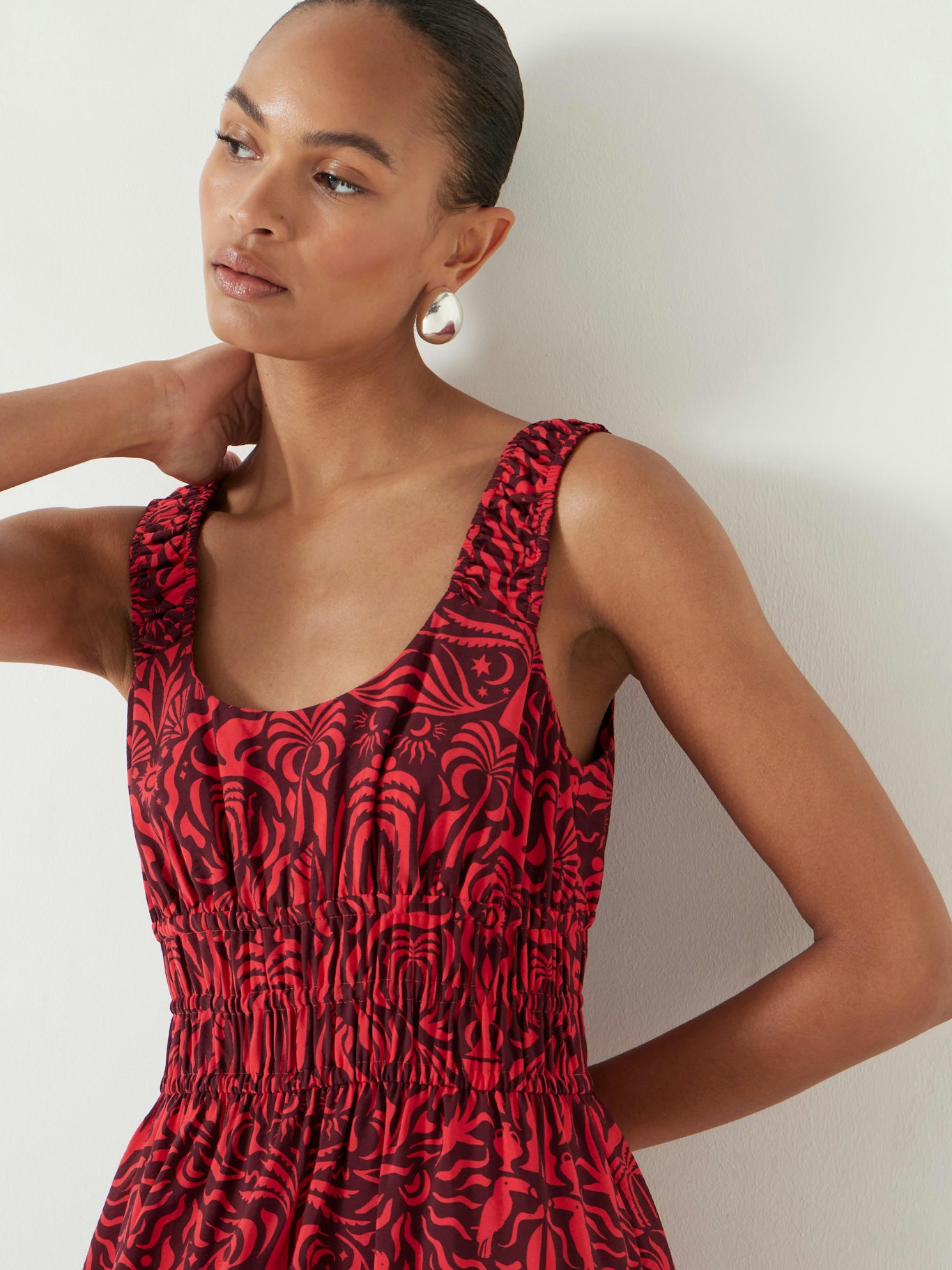013036-4793-02 Air Flow Gathered Straps Midi Dress