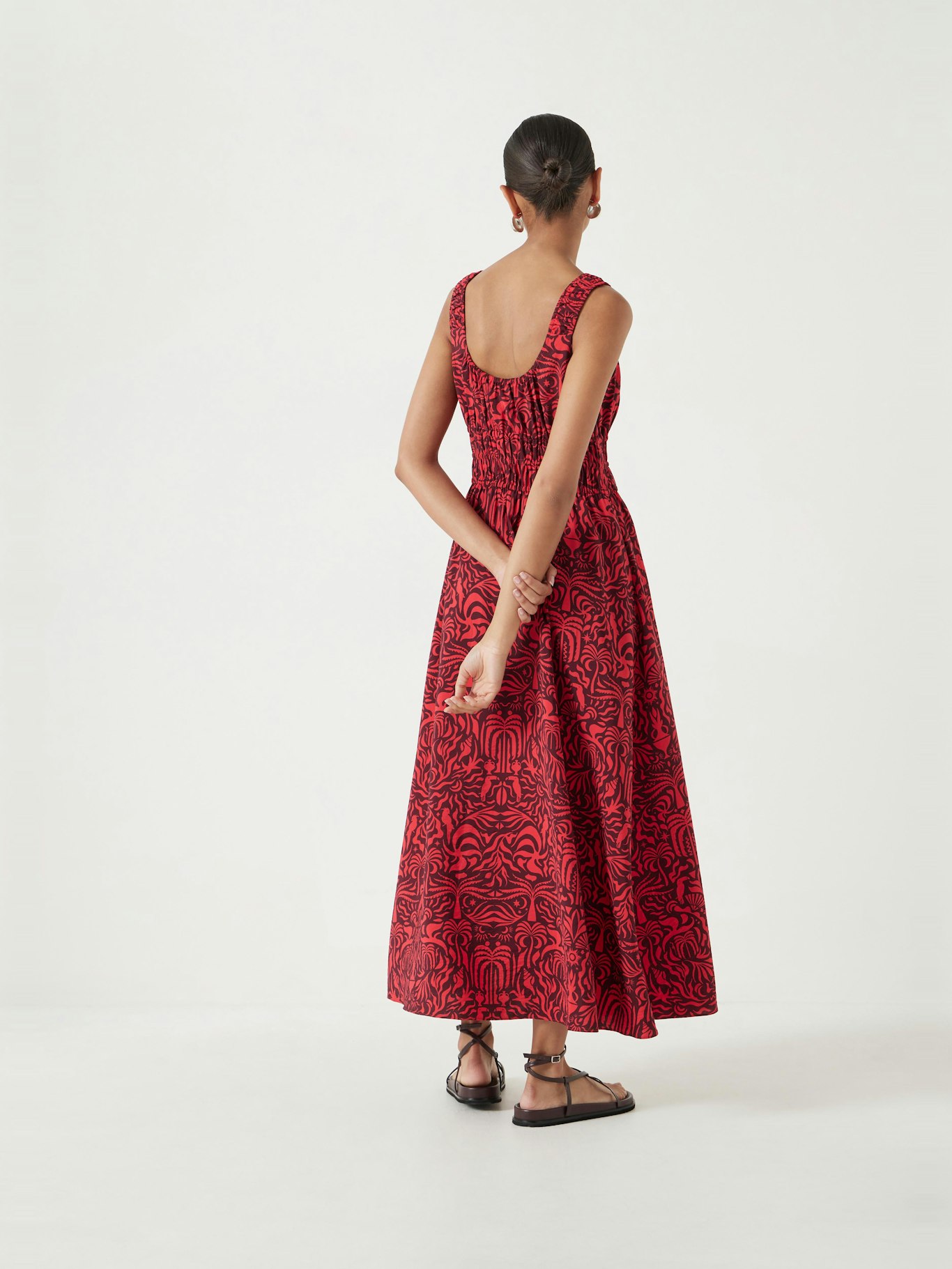 013036-4793-03 Air Flow Gathered Straps Midi Dress