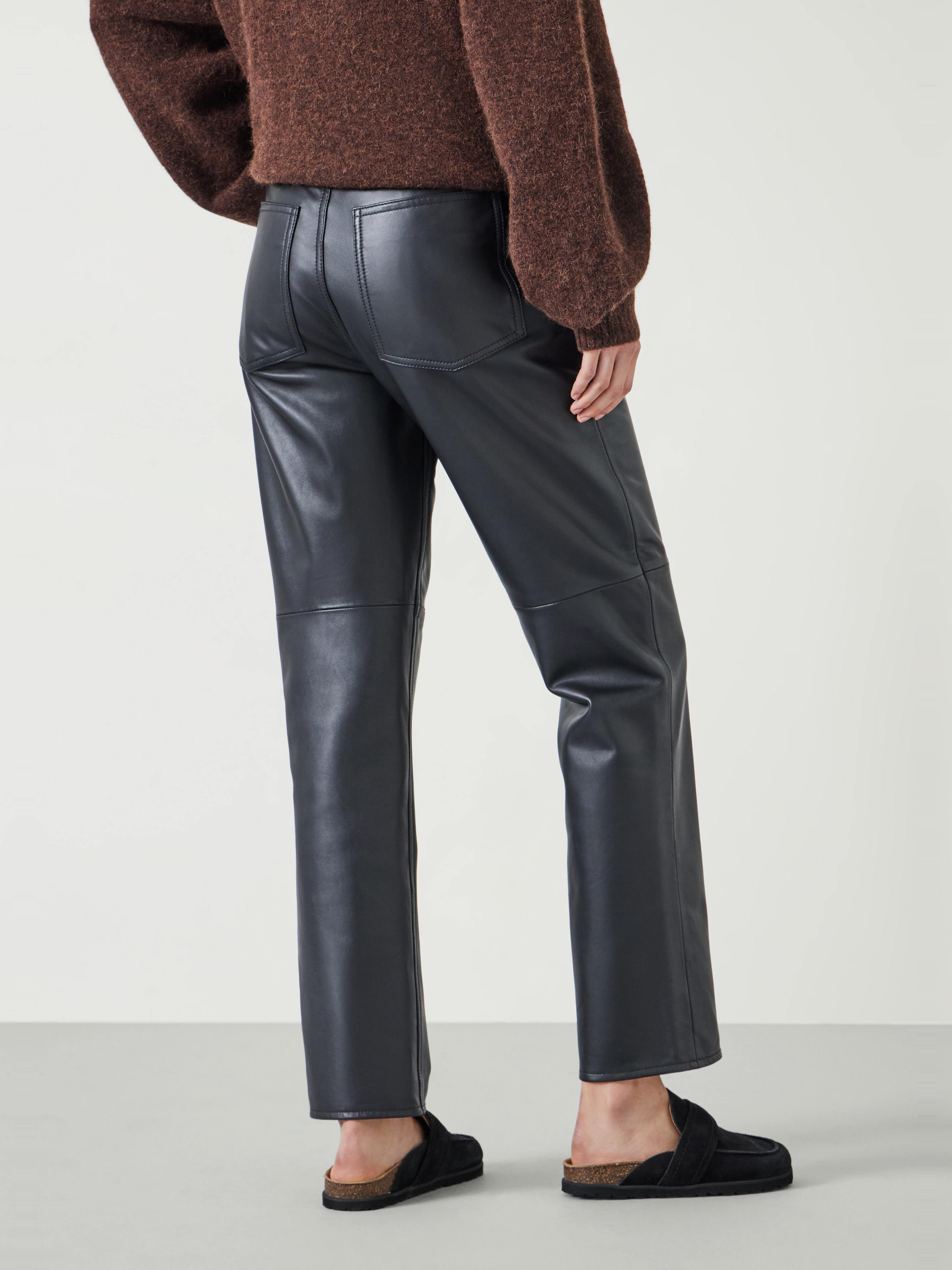 Colette Leather Straight Leg Trouser | Black | hush