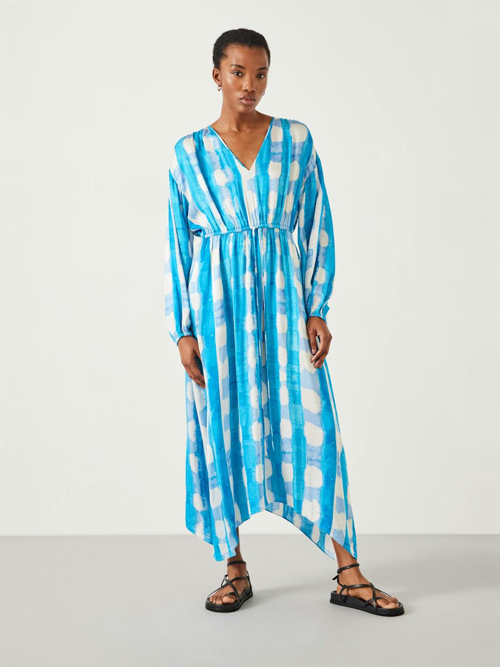 012022-4585-01 Clarette Watercolour Check Maxi Dress