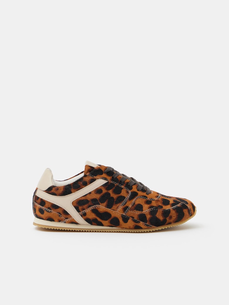 Leopard Hair On Leather Trainers