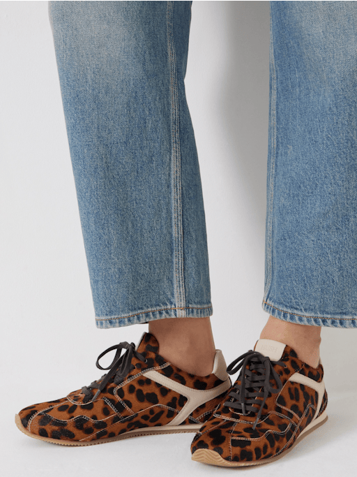 Leopard Hair On Leather Trainers