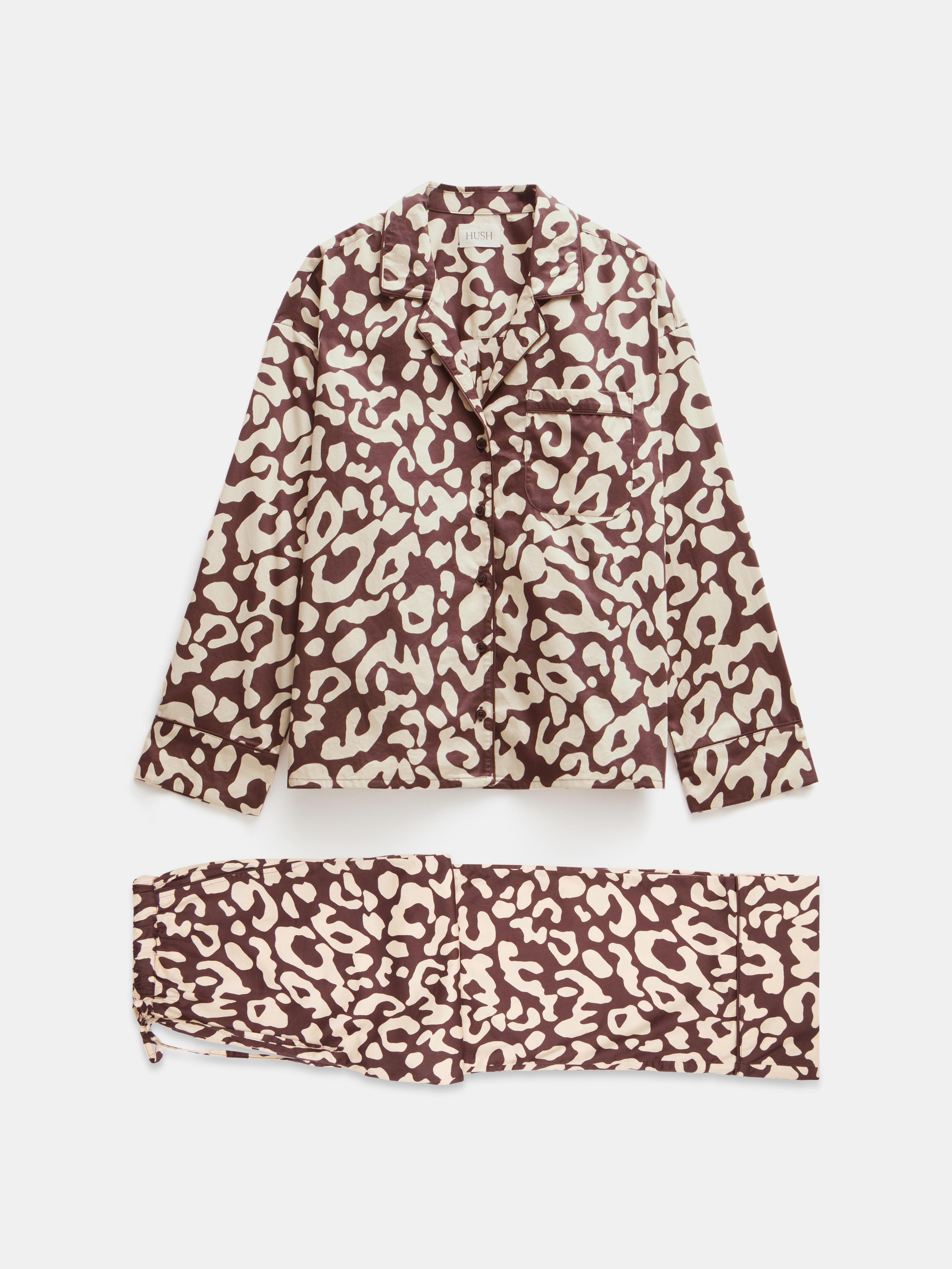 Angelina Cotton Satin Animal Print Pyjamas