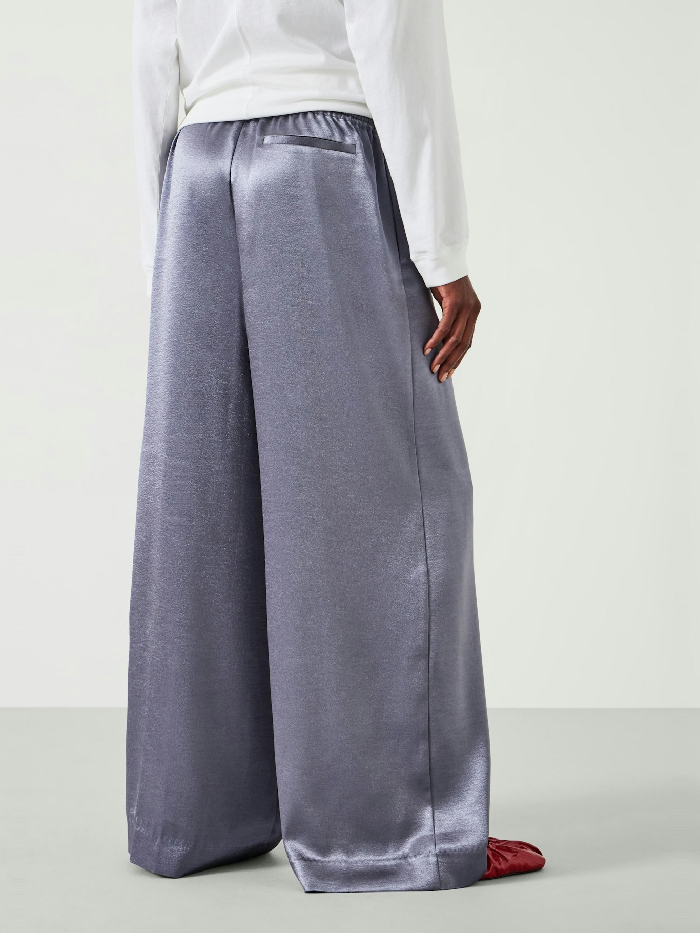 Aurora Satin Wide Leg Trousers | Gunmetal | hush Aurora Satin Wide Leg Trousers | Gunmetal | hush