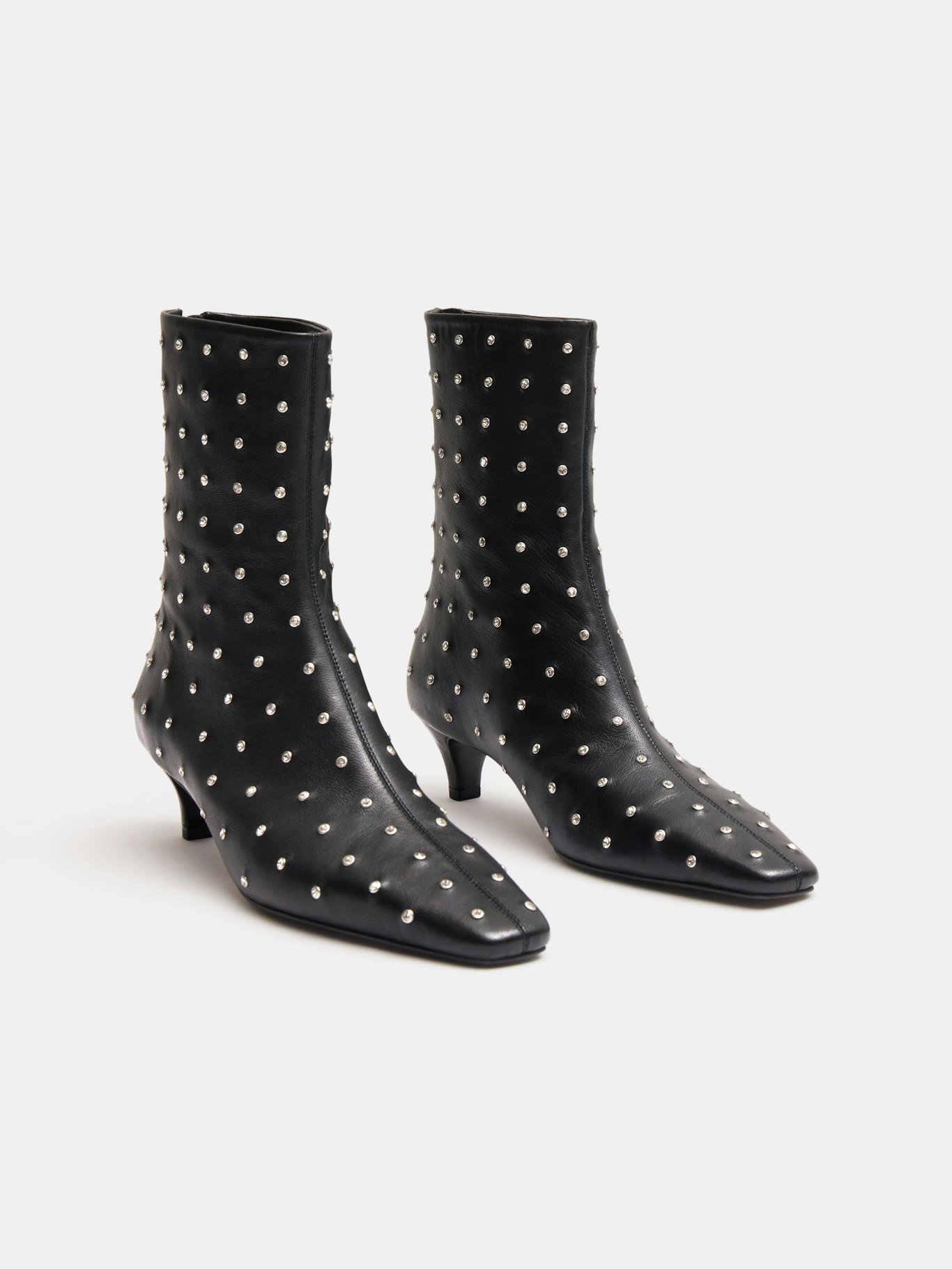 012485-0456-03 Diamante Studded Leather Ankle Boots