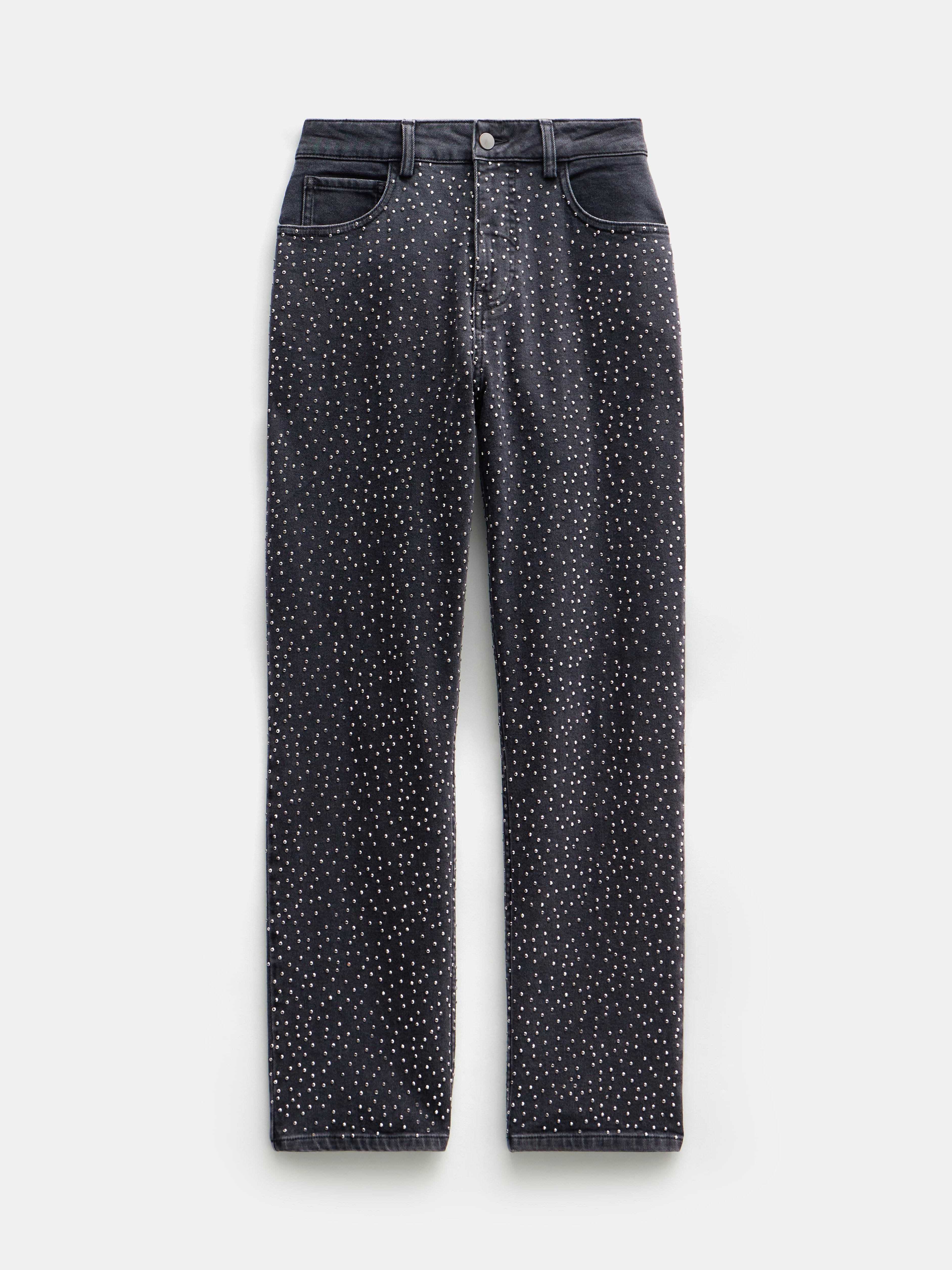 Alex Slim Straight Leg Rhinestone Denim Jeans