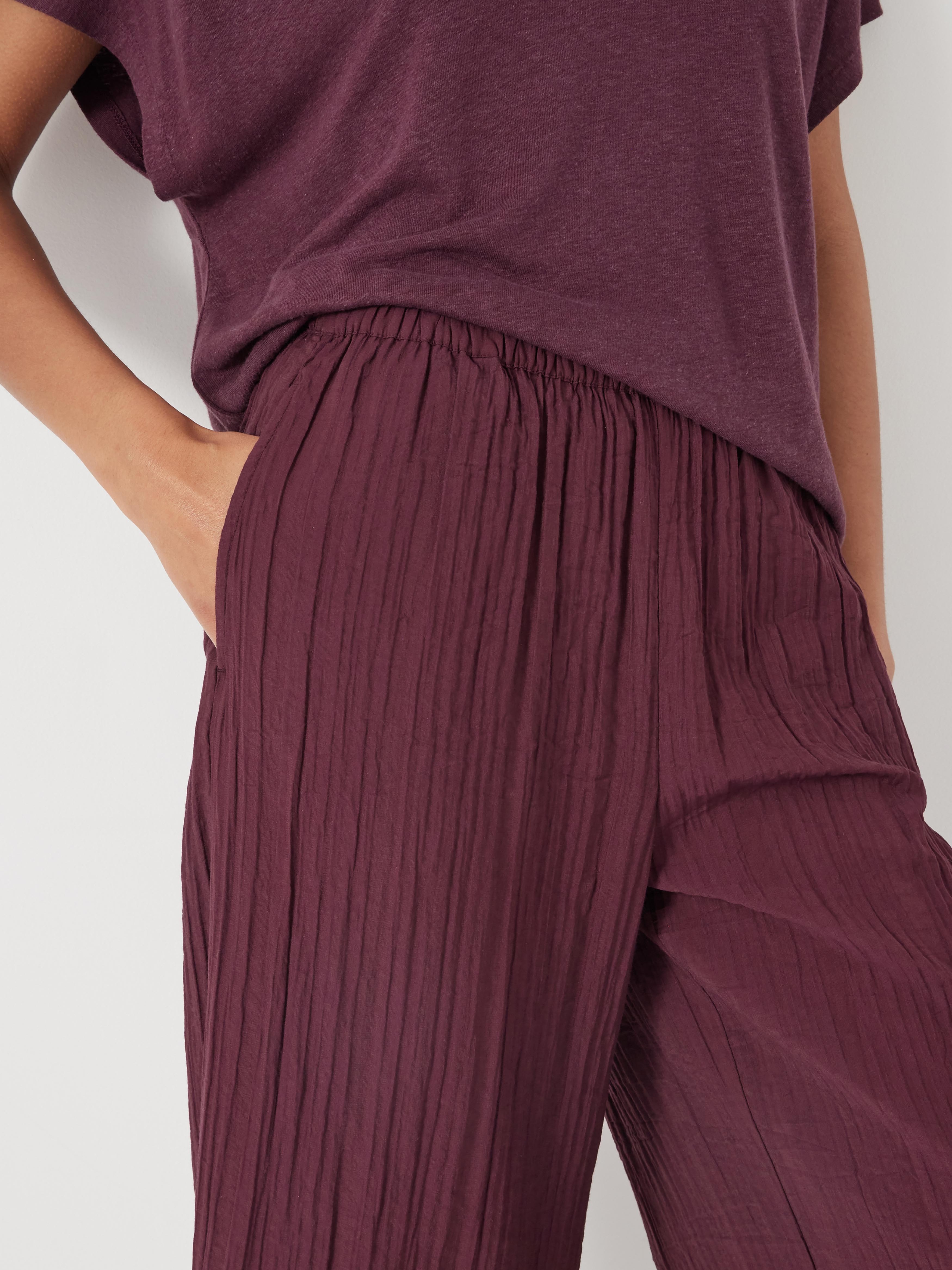 Crinkle Wide Leg Cropped Trousers