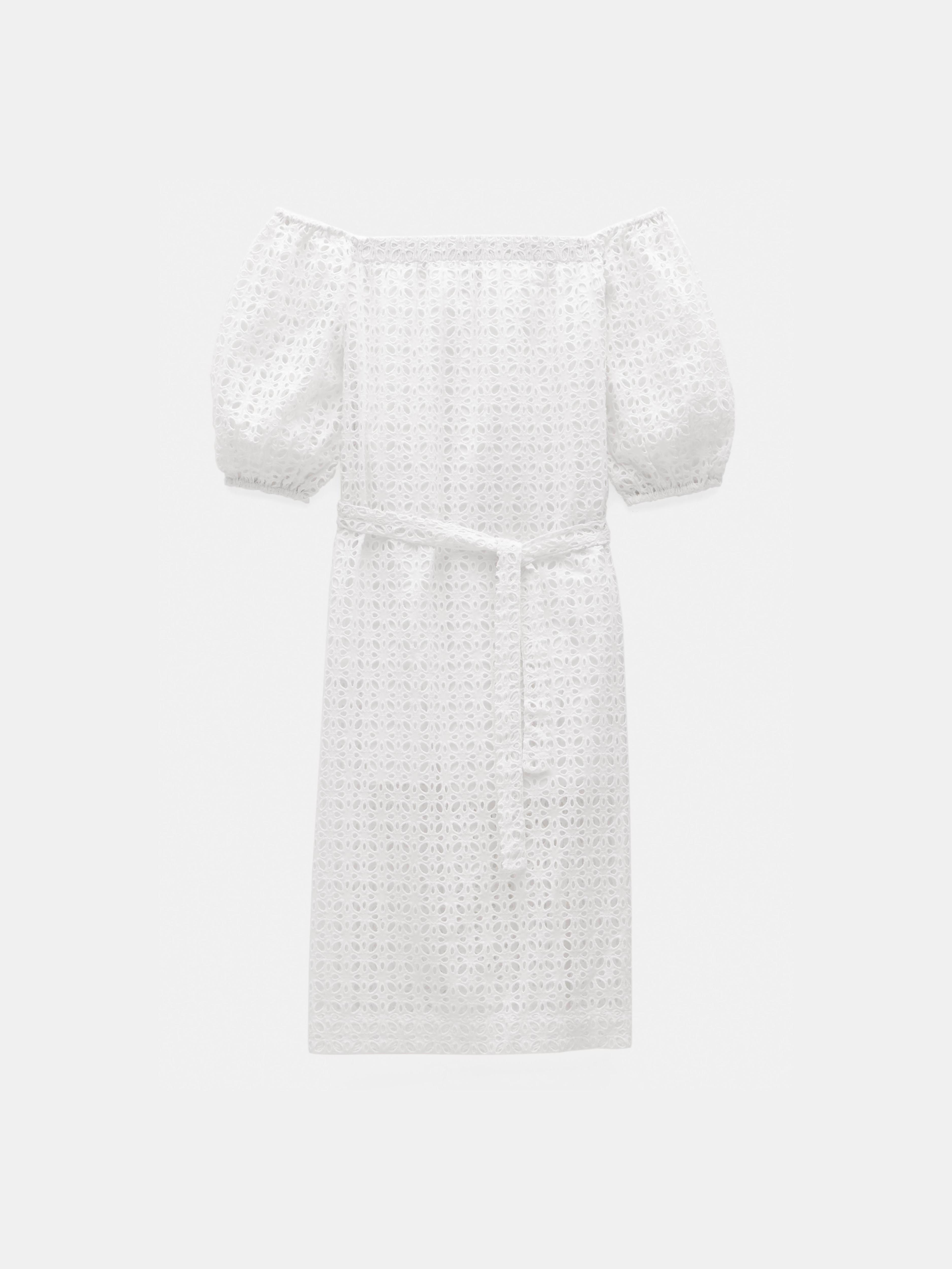 Broderie Off Shoulder Midi Dress