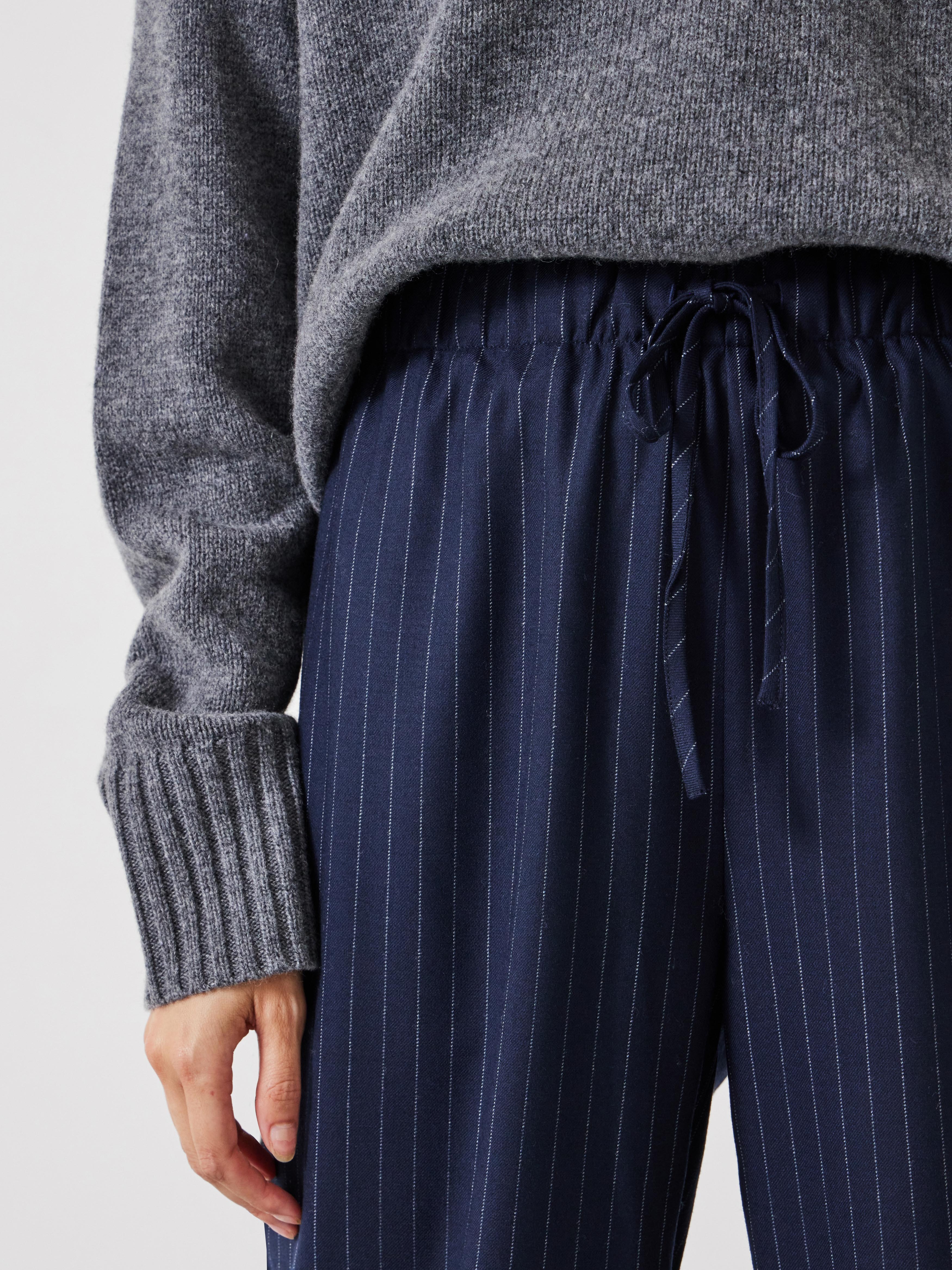 Pinstripe Wool Blend Trouser