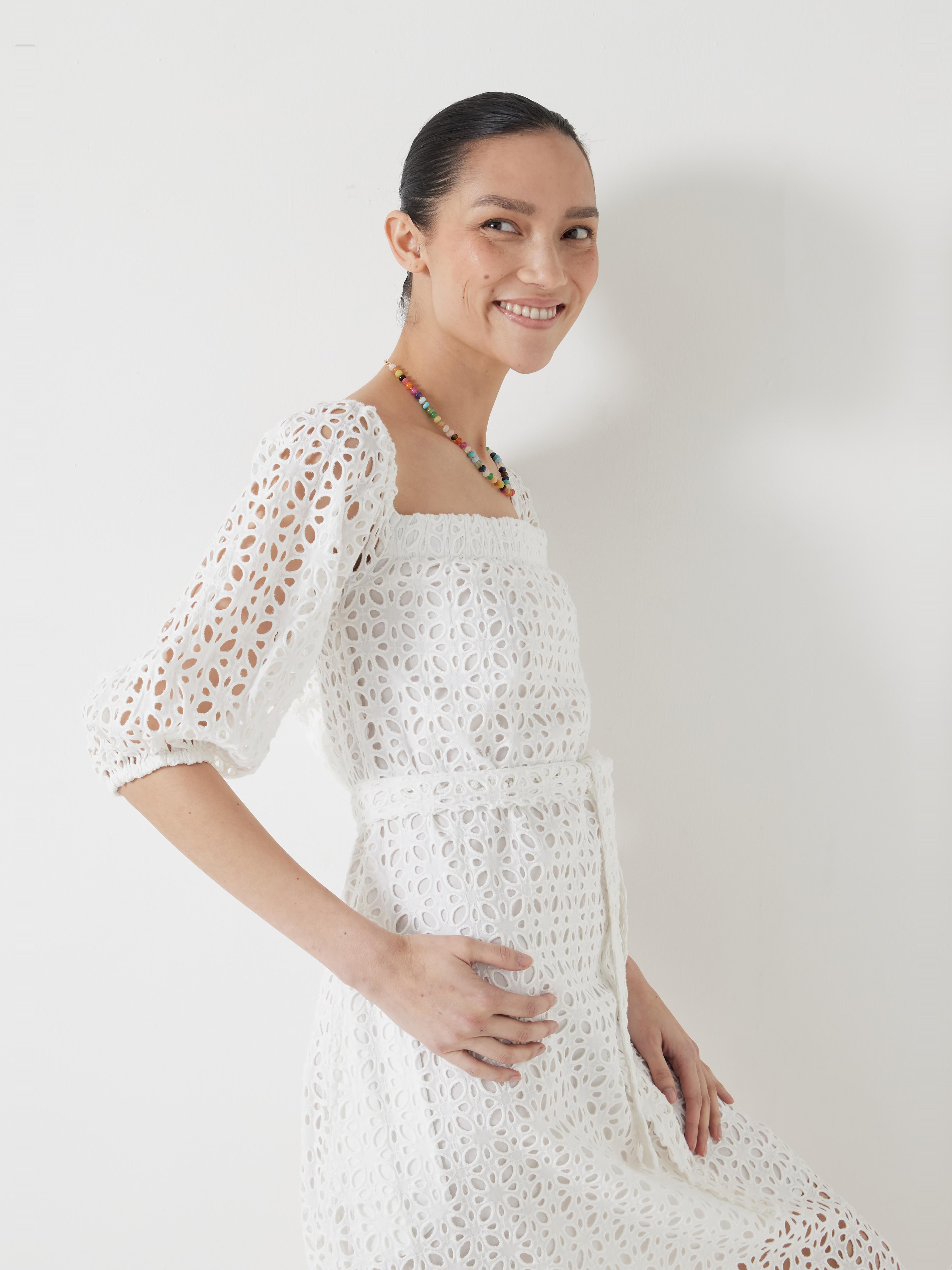 Broderie Off Shoulder Midi Dress