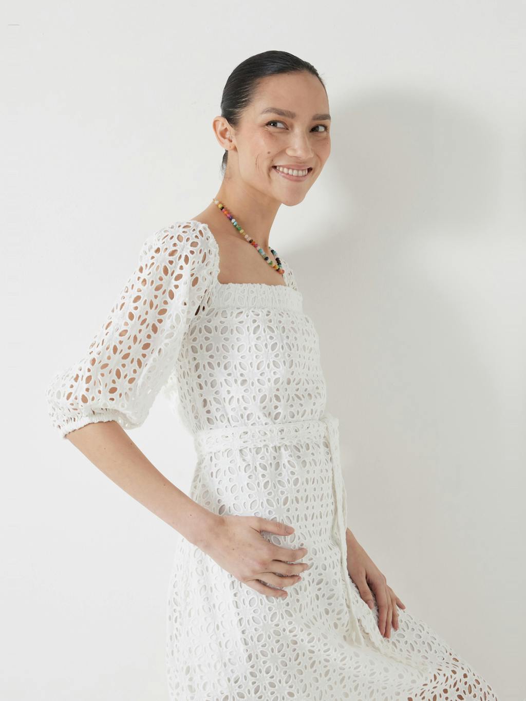 013680-0001-02 Broderie Off Shoulder Midi Dress