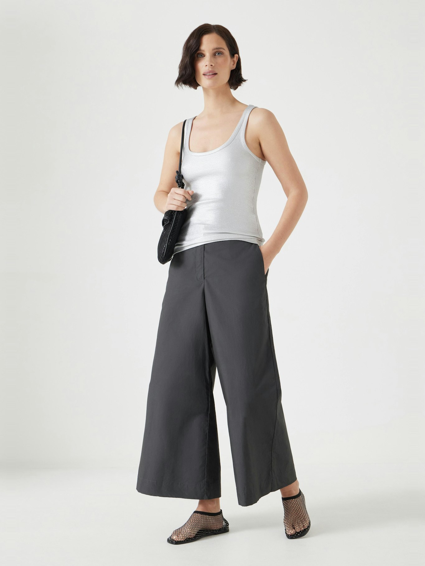 012688-0462-01 Lightweight Cotton Wide Leg Cropped Trousers