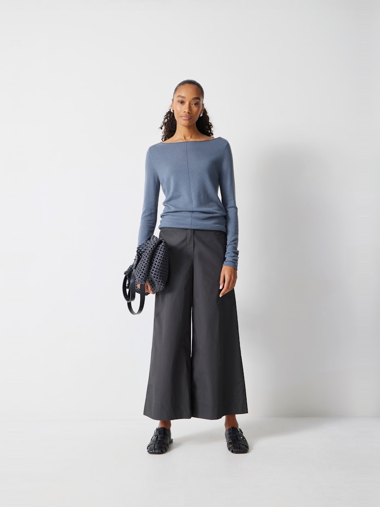 Lightweight Cotton Wide Leg Cropped Trousers