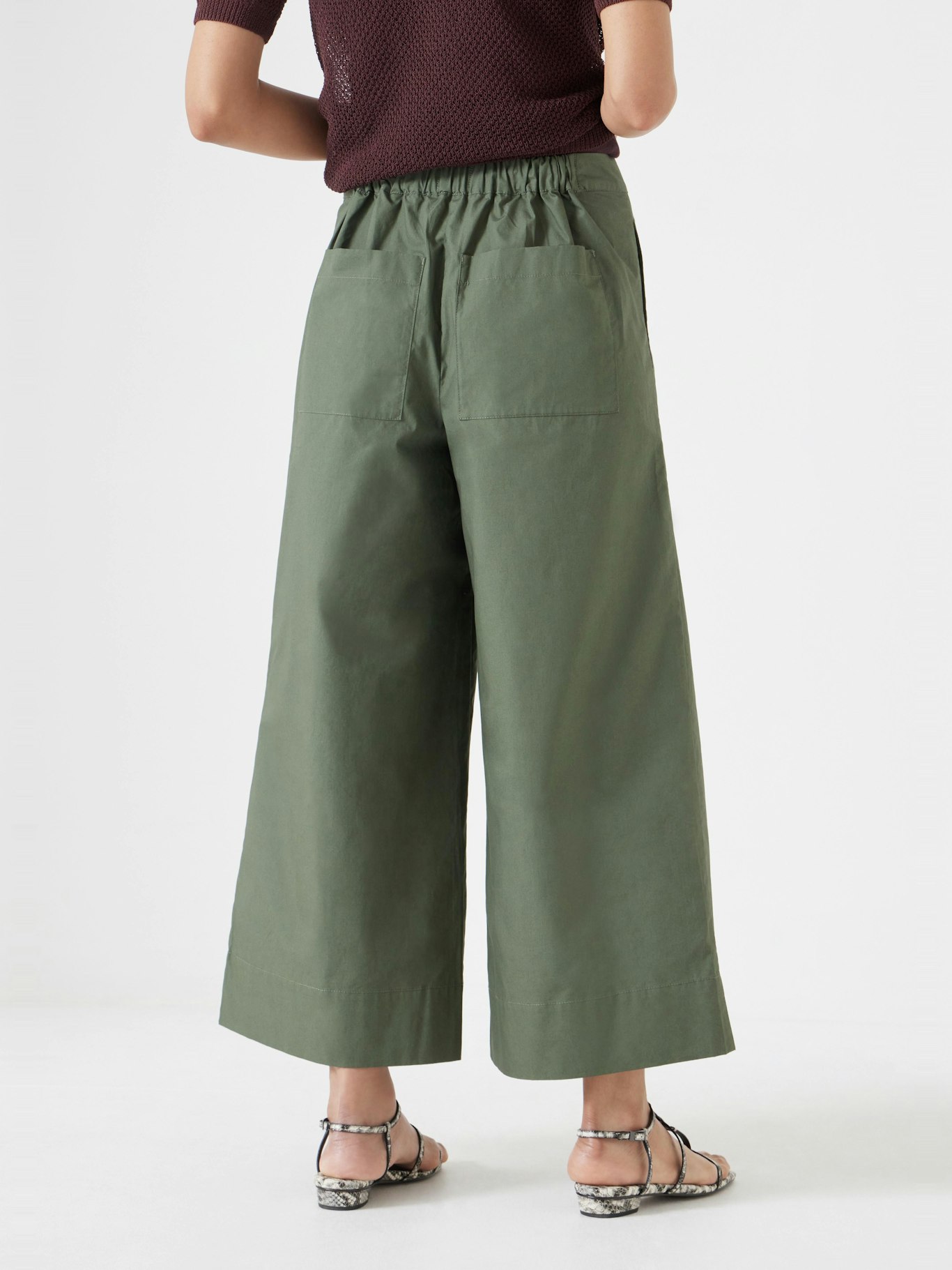 012688-2012-03 Lightweight Cotton Wide Leg Cropped Trousers