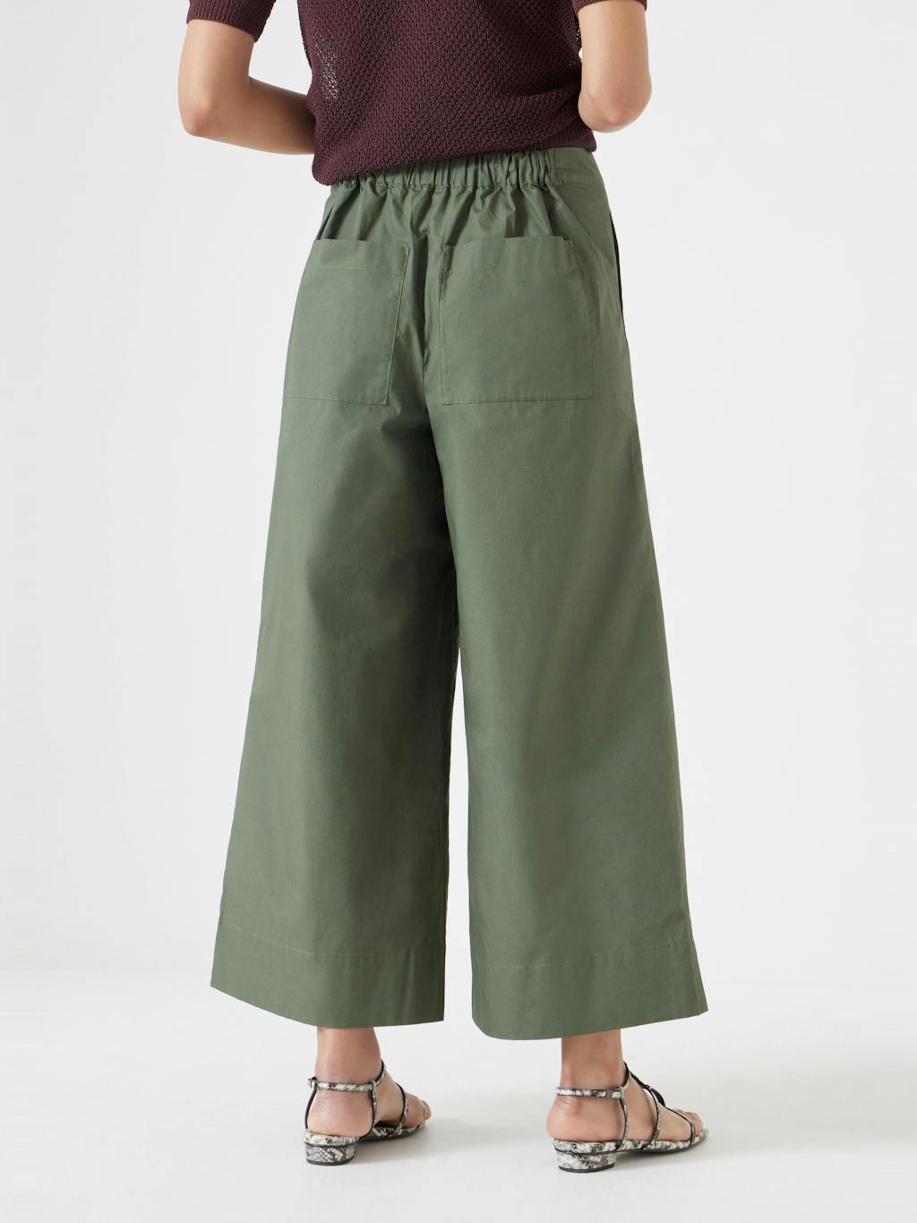 012688-2012-03 Lightweight Cotton Wide Leg Cropped Trousers