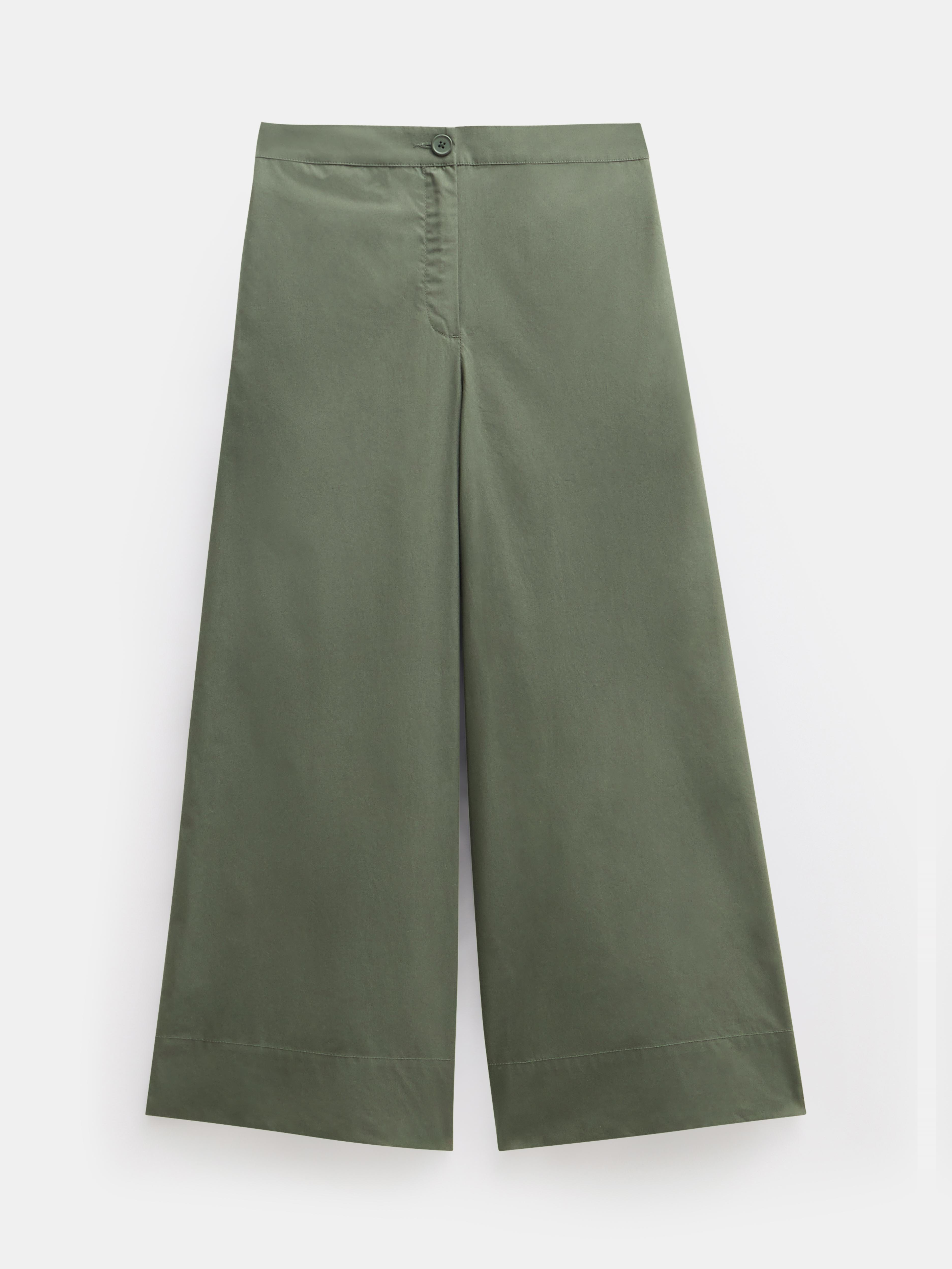 Lightweight Cotton Wide Leg Cropped Trousers