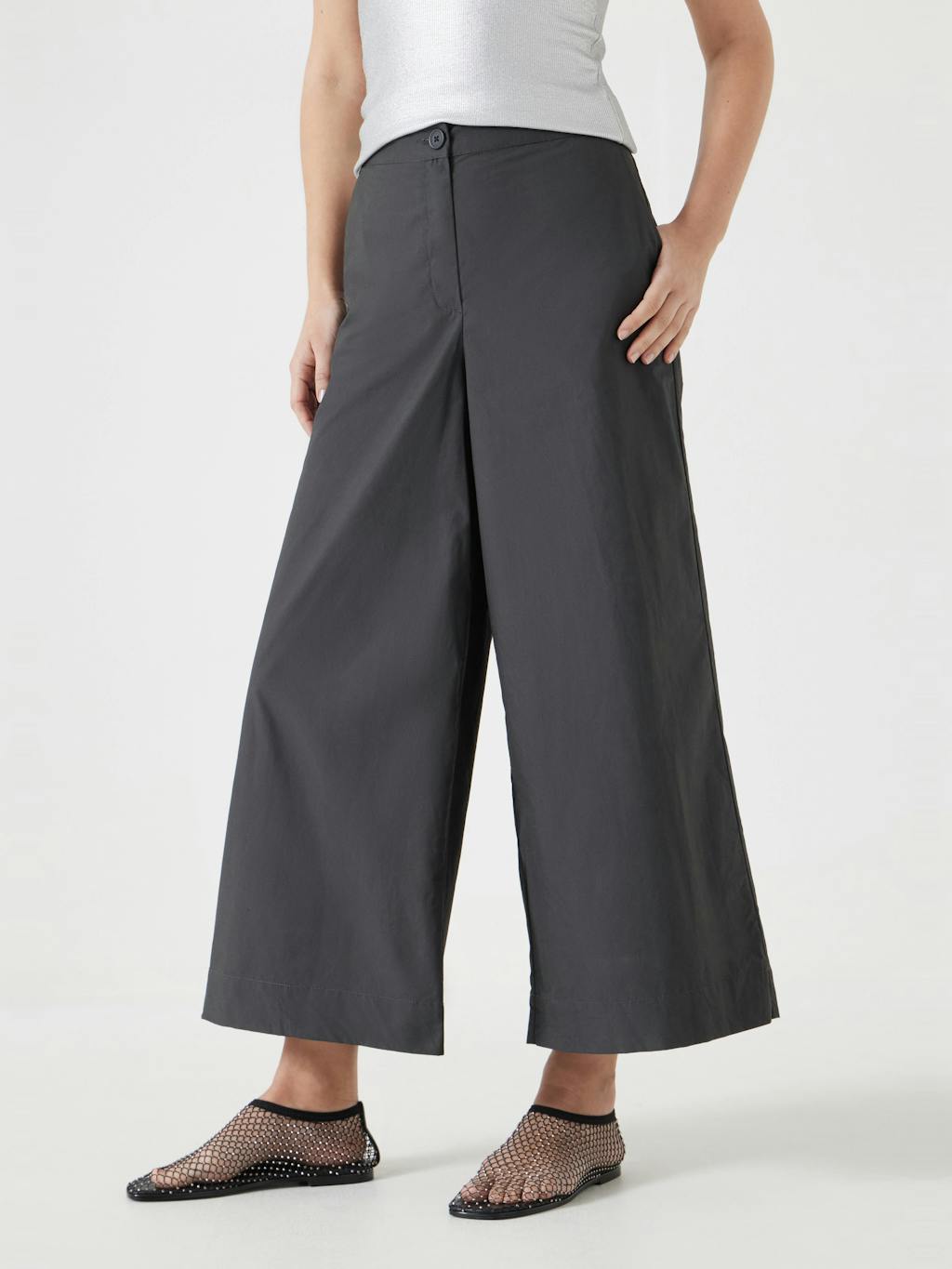 012688-0462-02 Lightweight Cotton Wide Leg Cropped Trousers