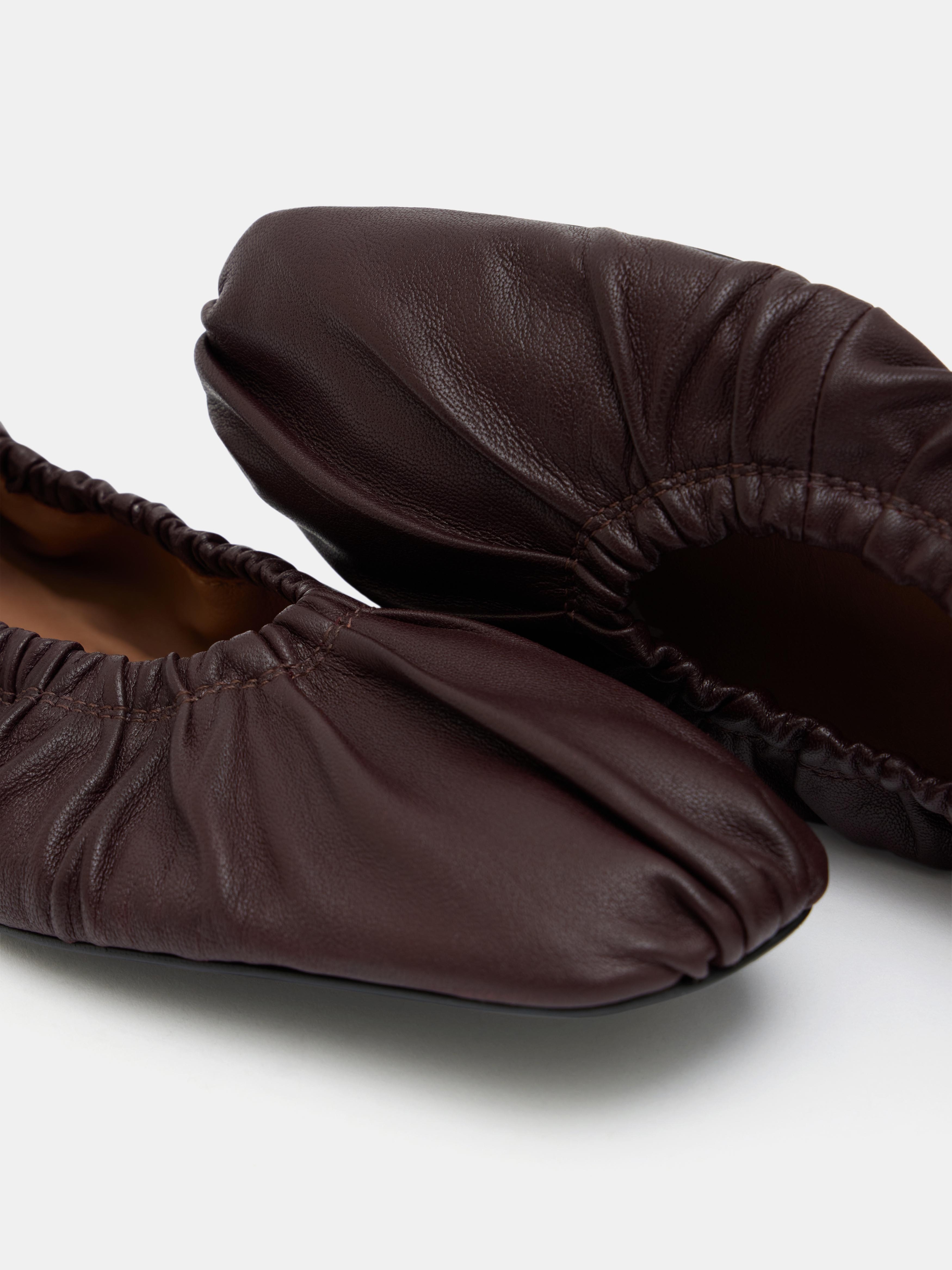 Ruby Ruched Leather Ballet Flats