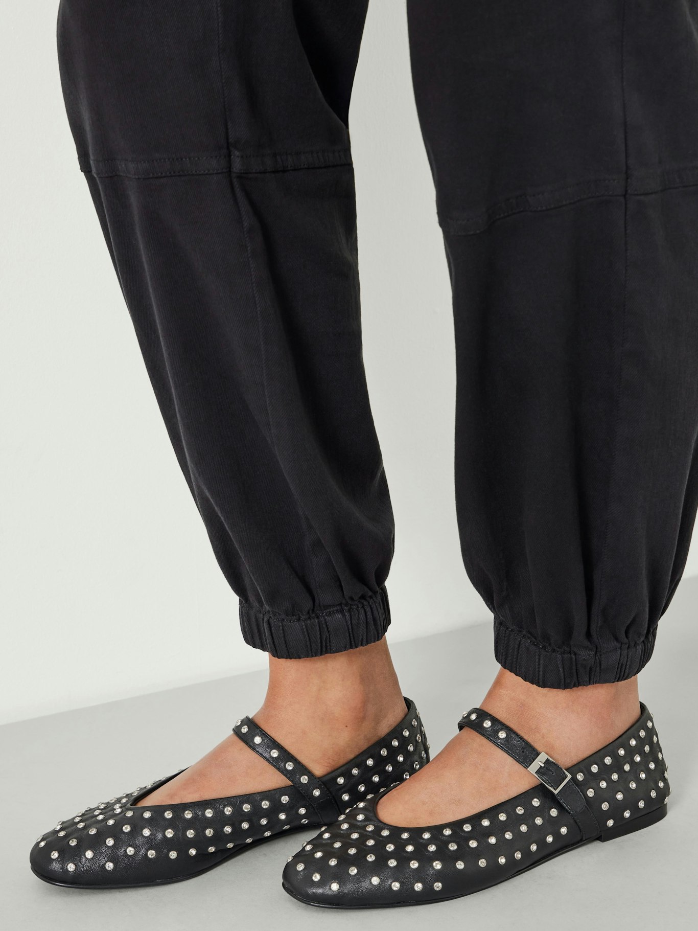 011775-0456-02 Diamante Studded Leather Mary Jane Flats