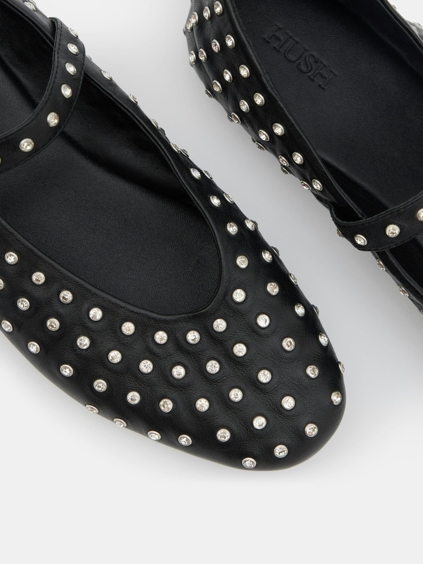 011775-0456-04 Diamante Studded Leather Mary Jane Flats