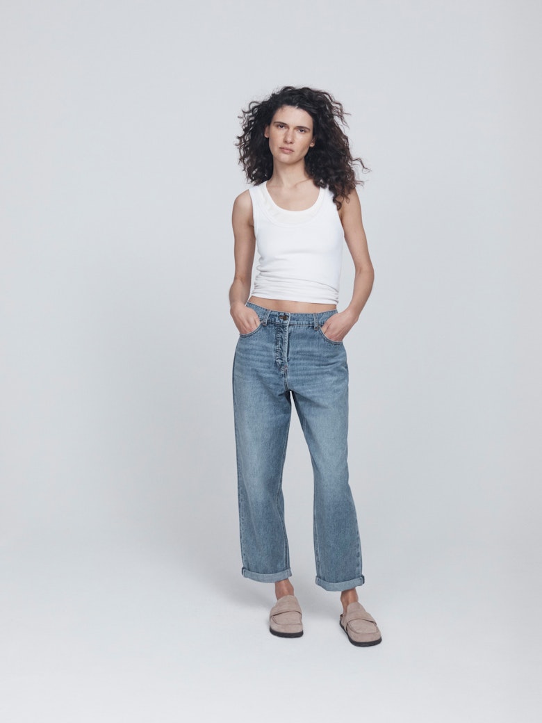 Button Fly Boyfriend Jeans