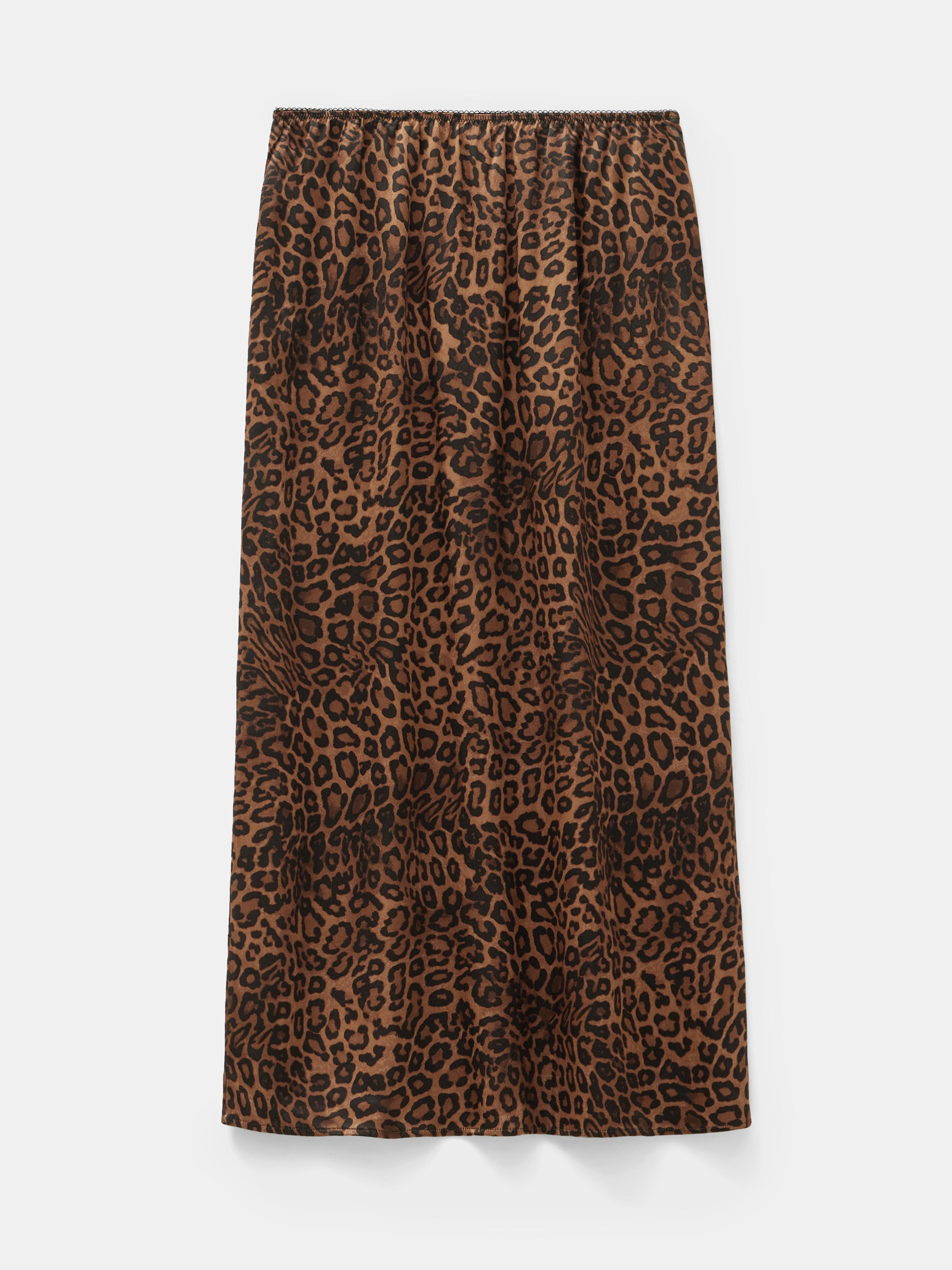 Printed Midi Skirt - Brown Leopard Print | Hush