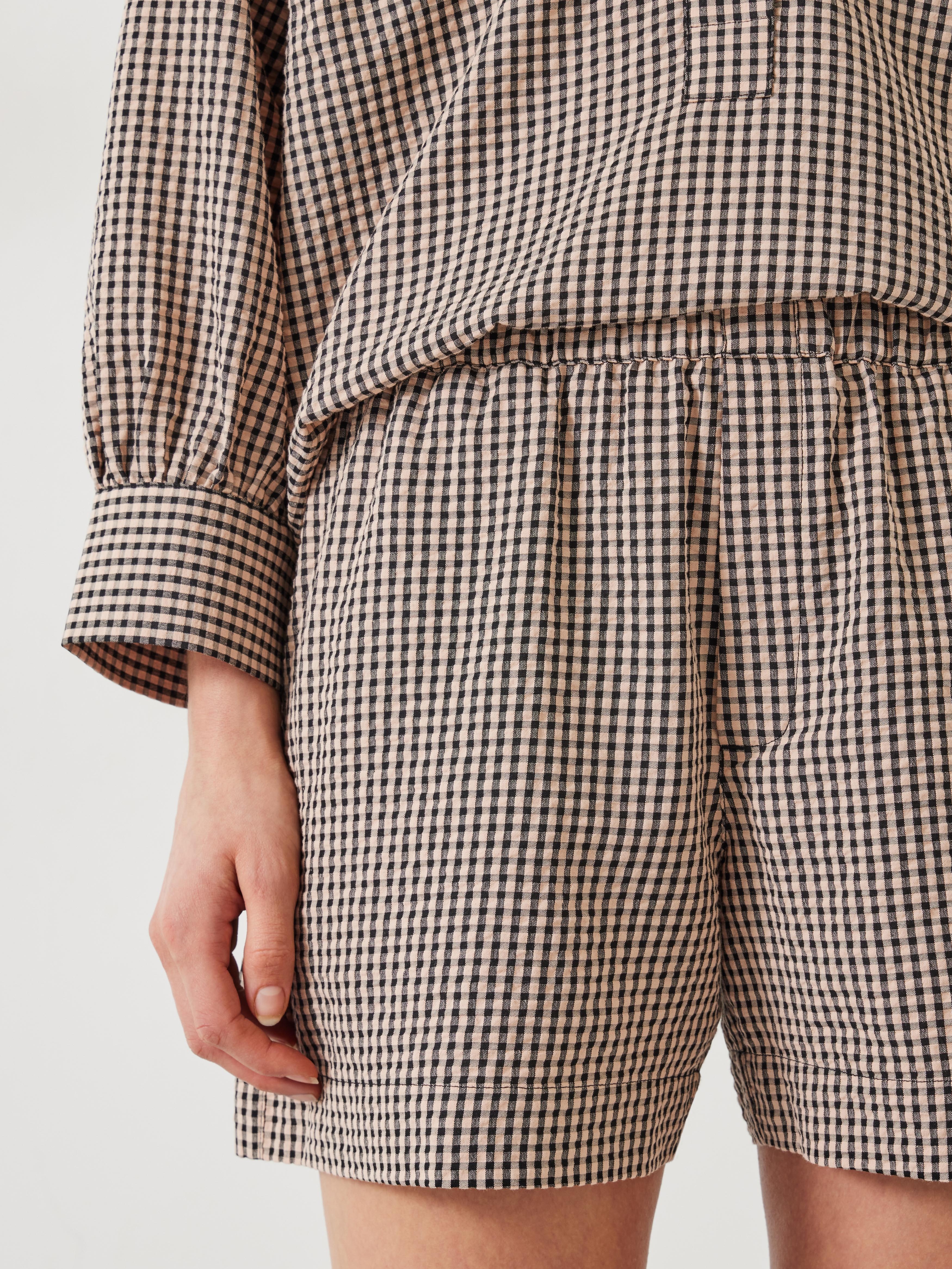 Margot Cotton Crinkle Gingham Boxer Shorts