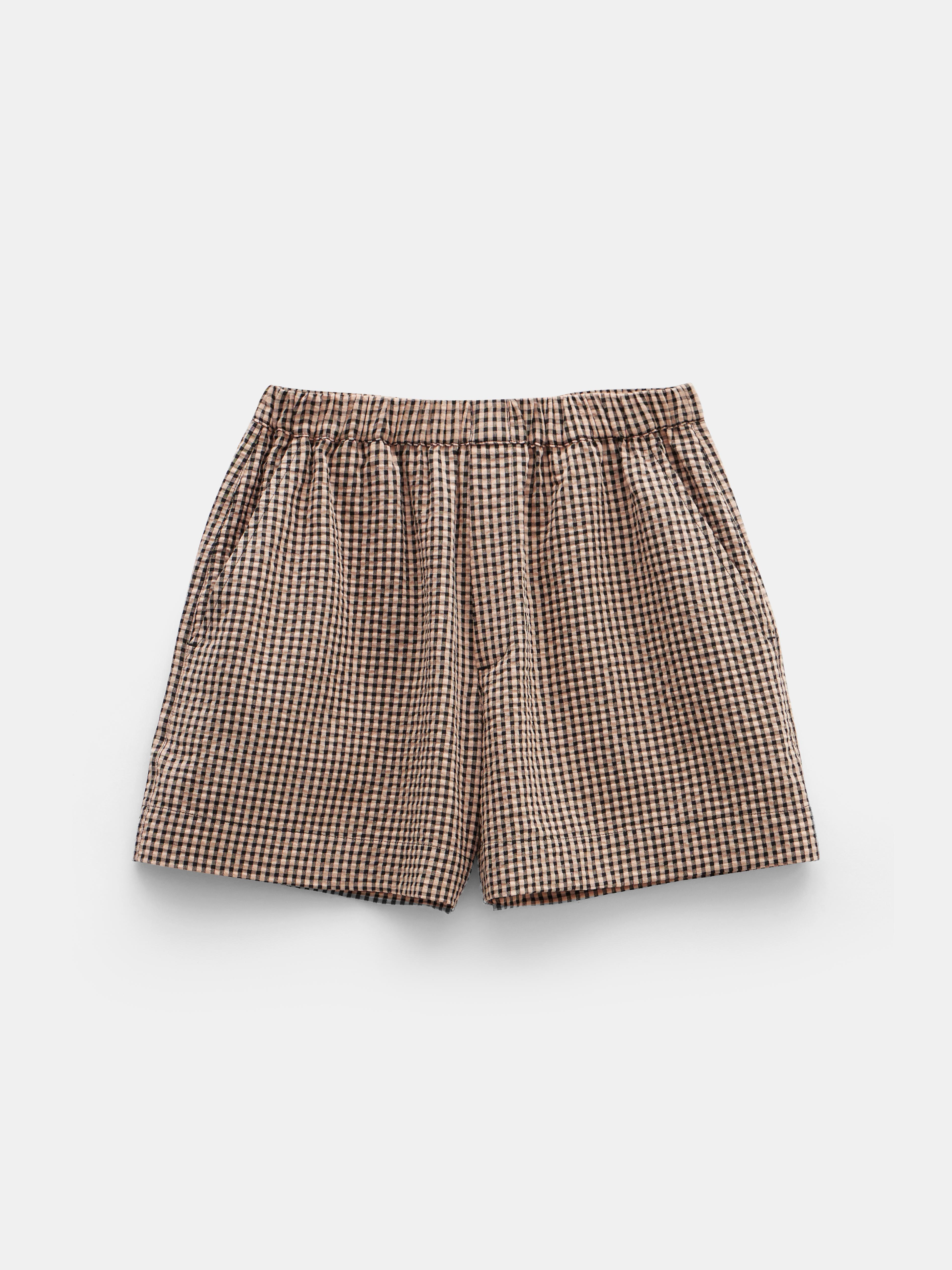 Margot Cotton Crinkle Gingham Boxer Shorts