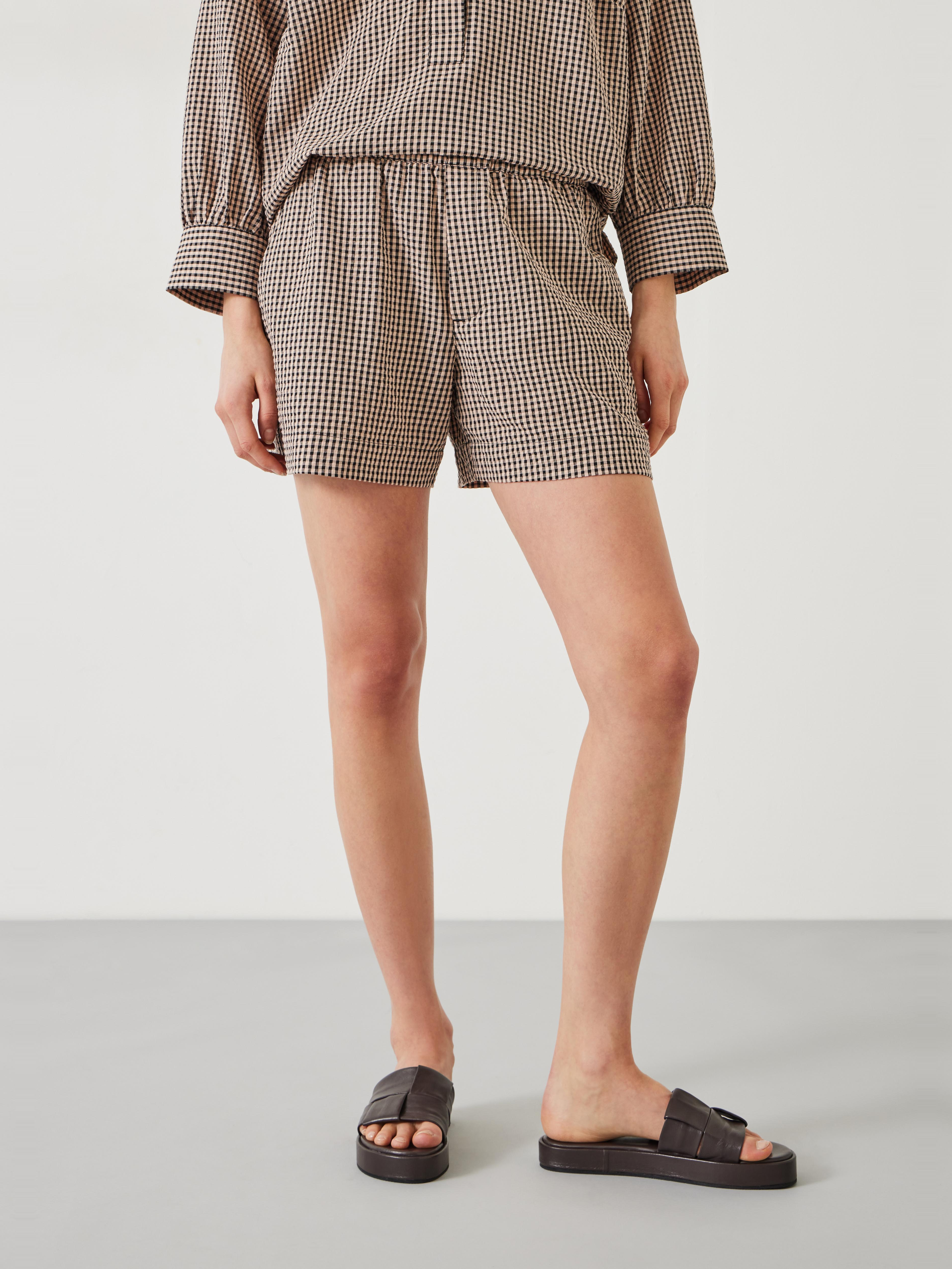 Margot Cotton Crinkle Gingham Boxer Shorts