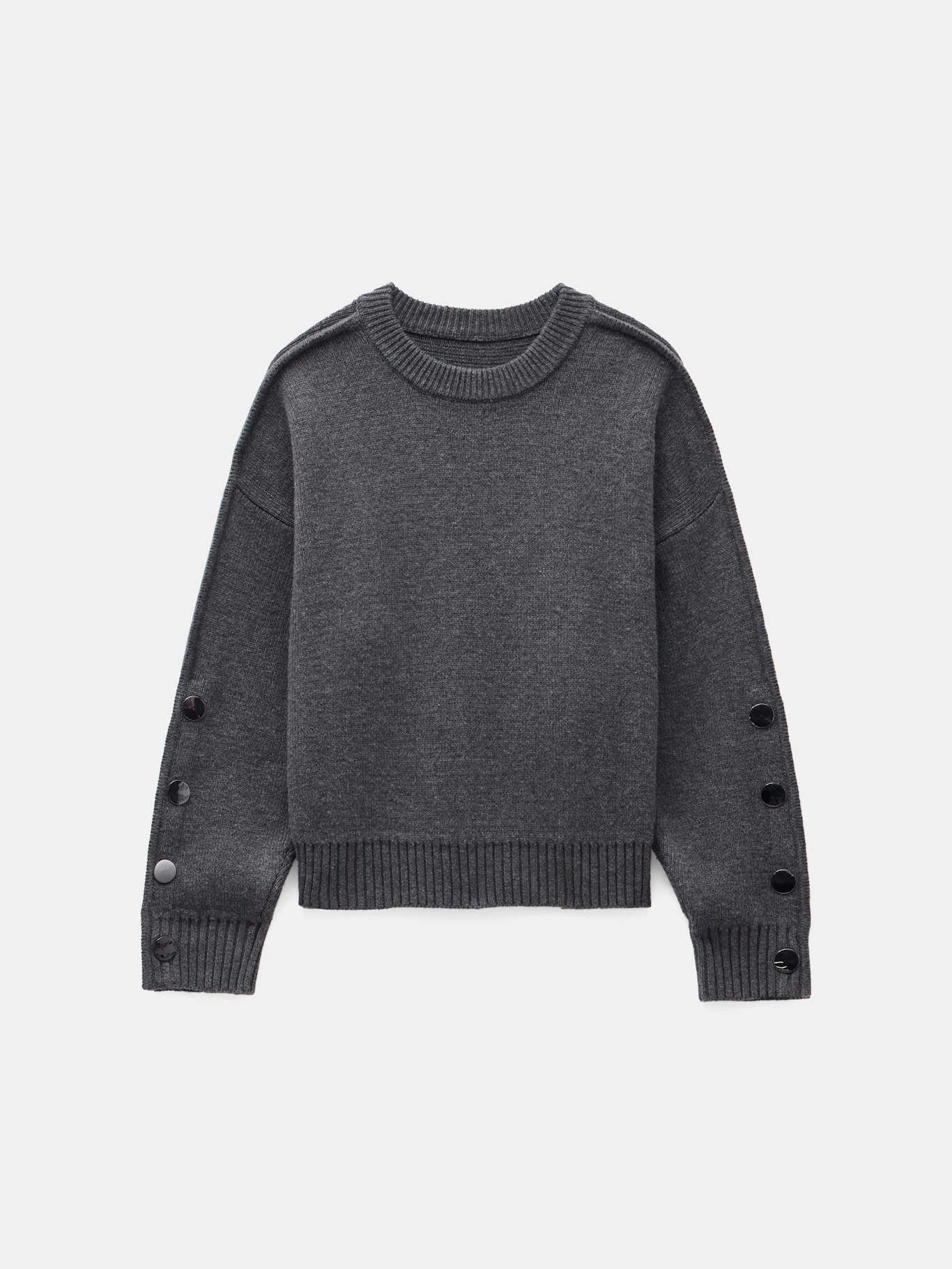 012556-2923-07 Popper Sleeve Crew Knitted Jumper