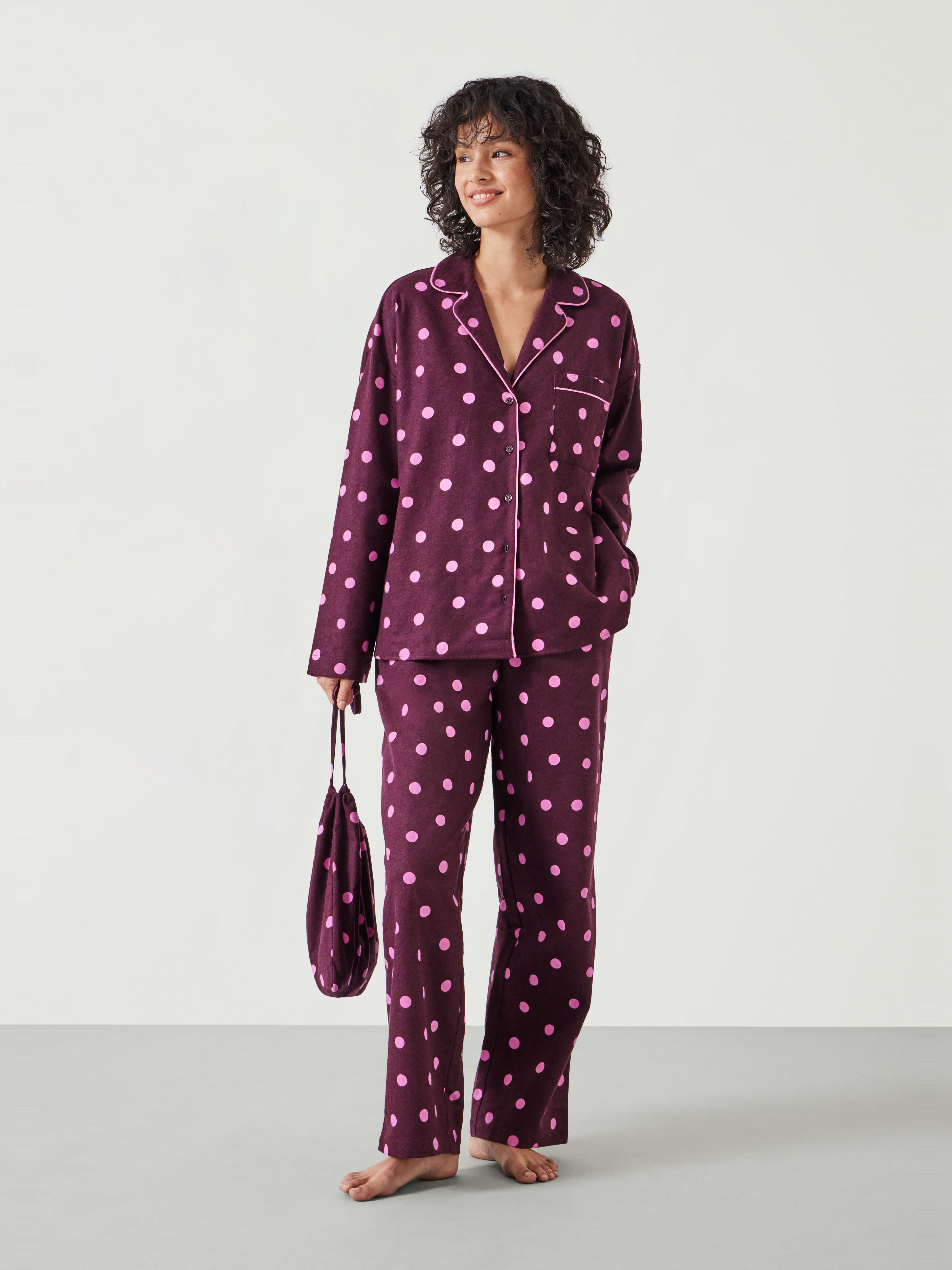 Amita Cotton Flannel Polka Dot Pyjamas