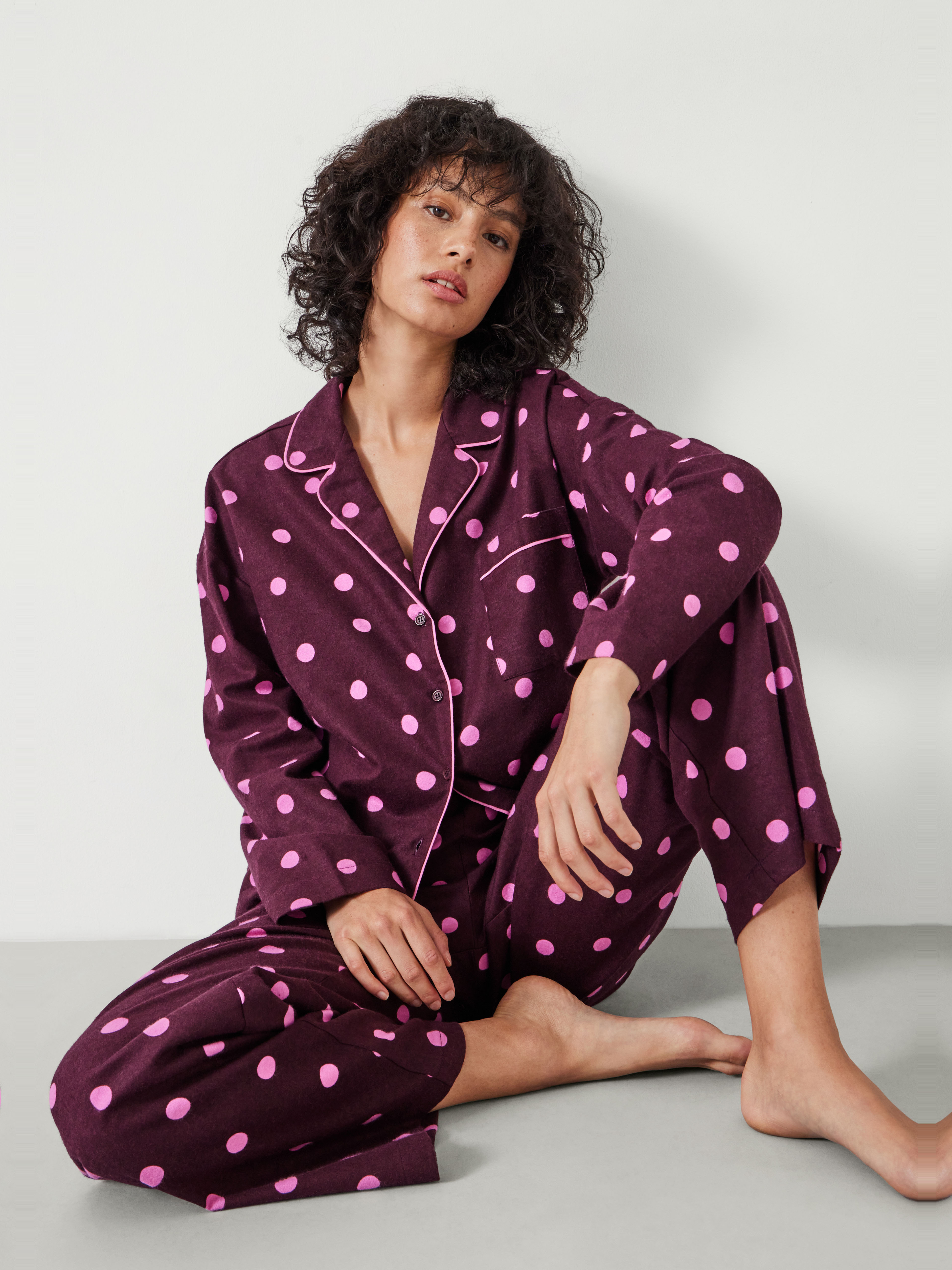 Amita Cotton Flannel Polka Dot Pyjamas
