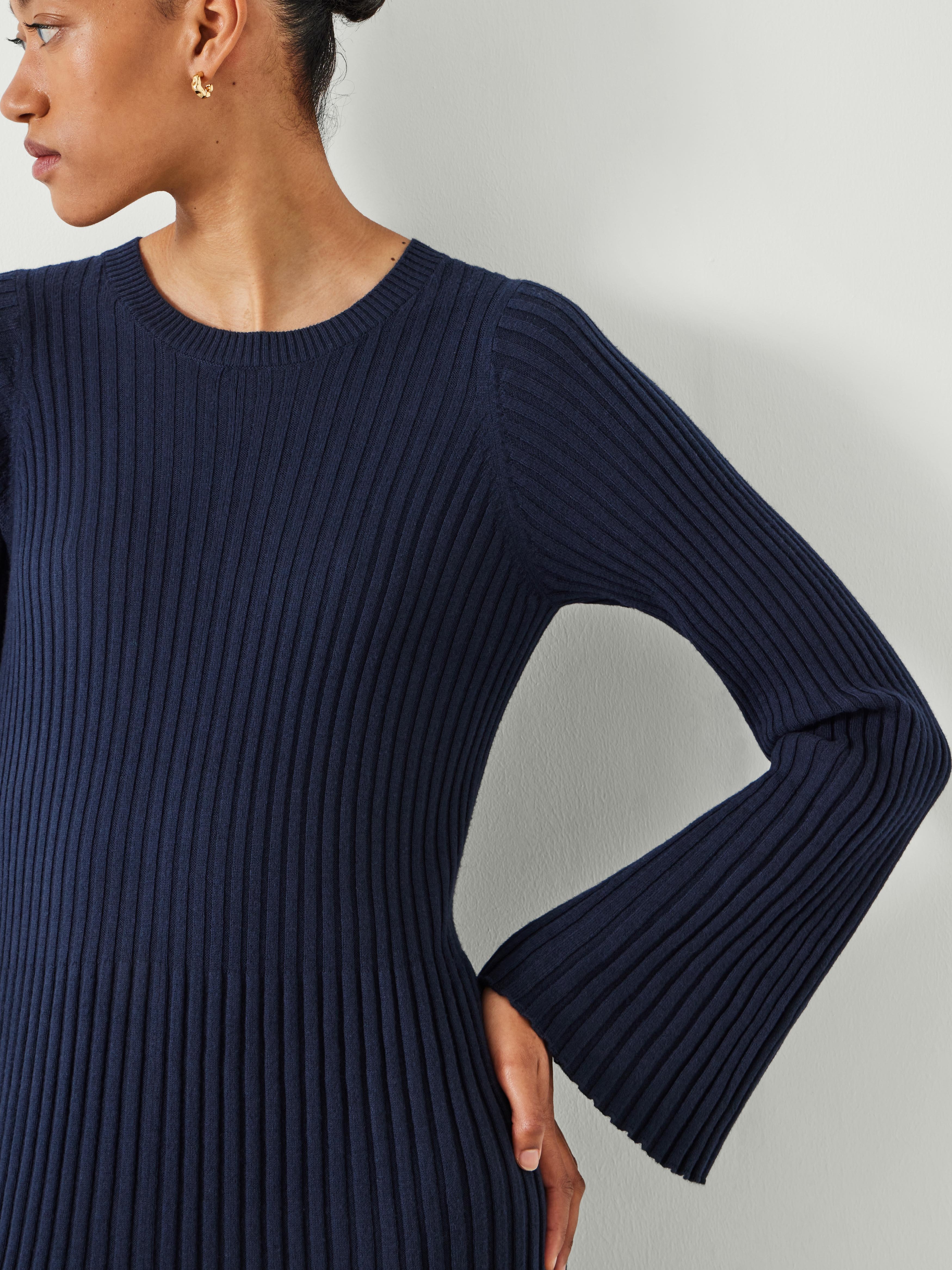 Penny Crew Neck Ribbed Knitted Dress