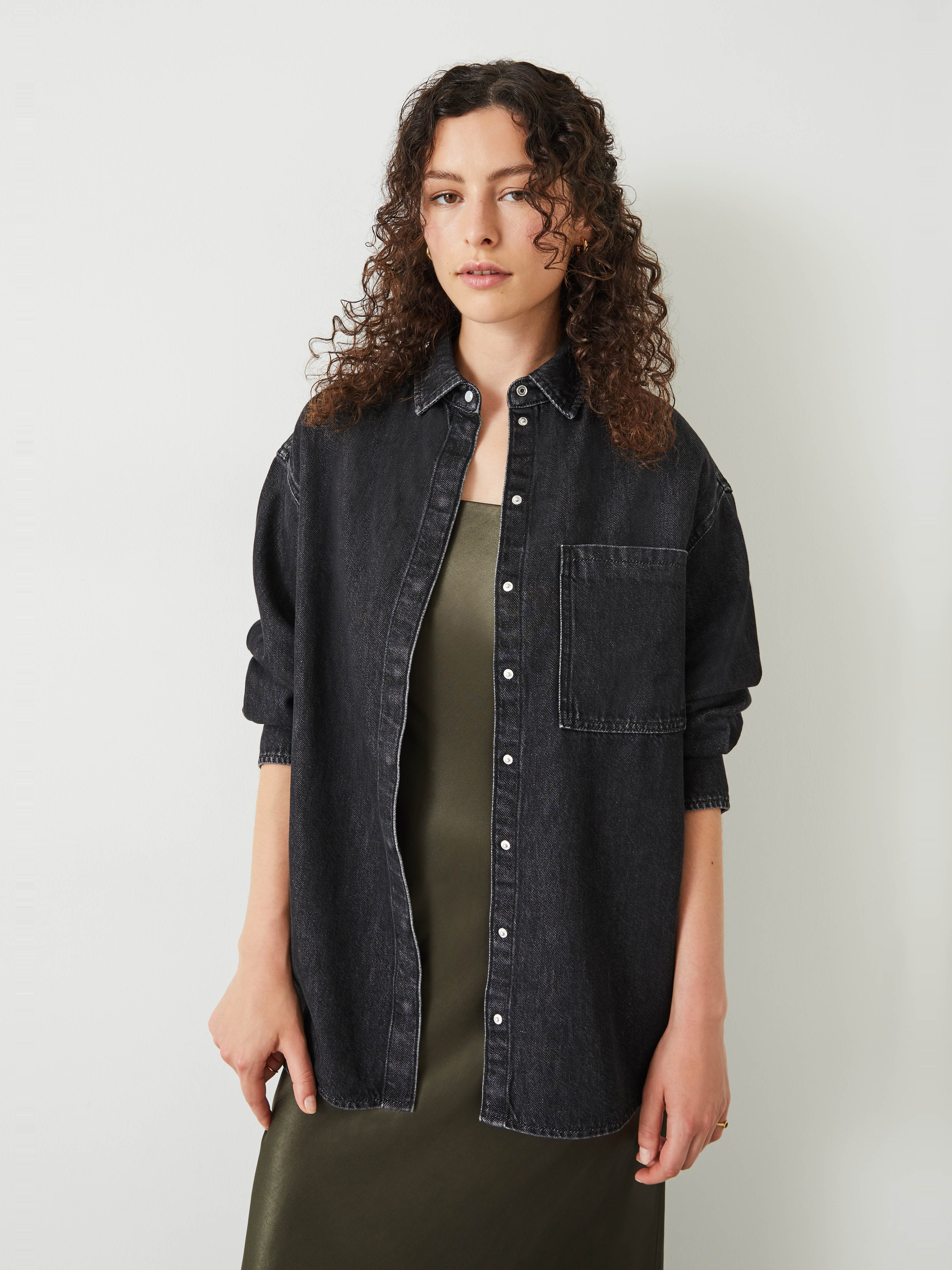 Deanna Washed Black Denim Overshirt