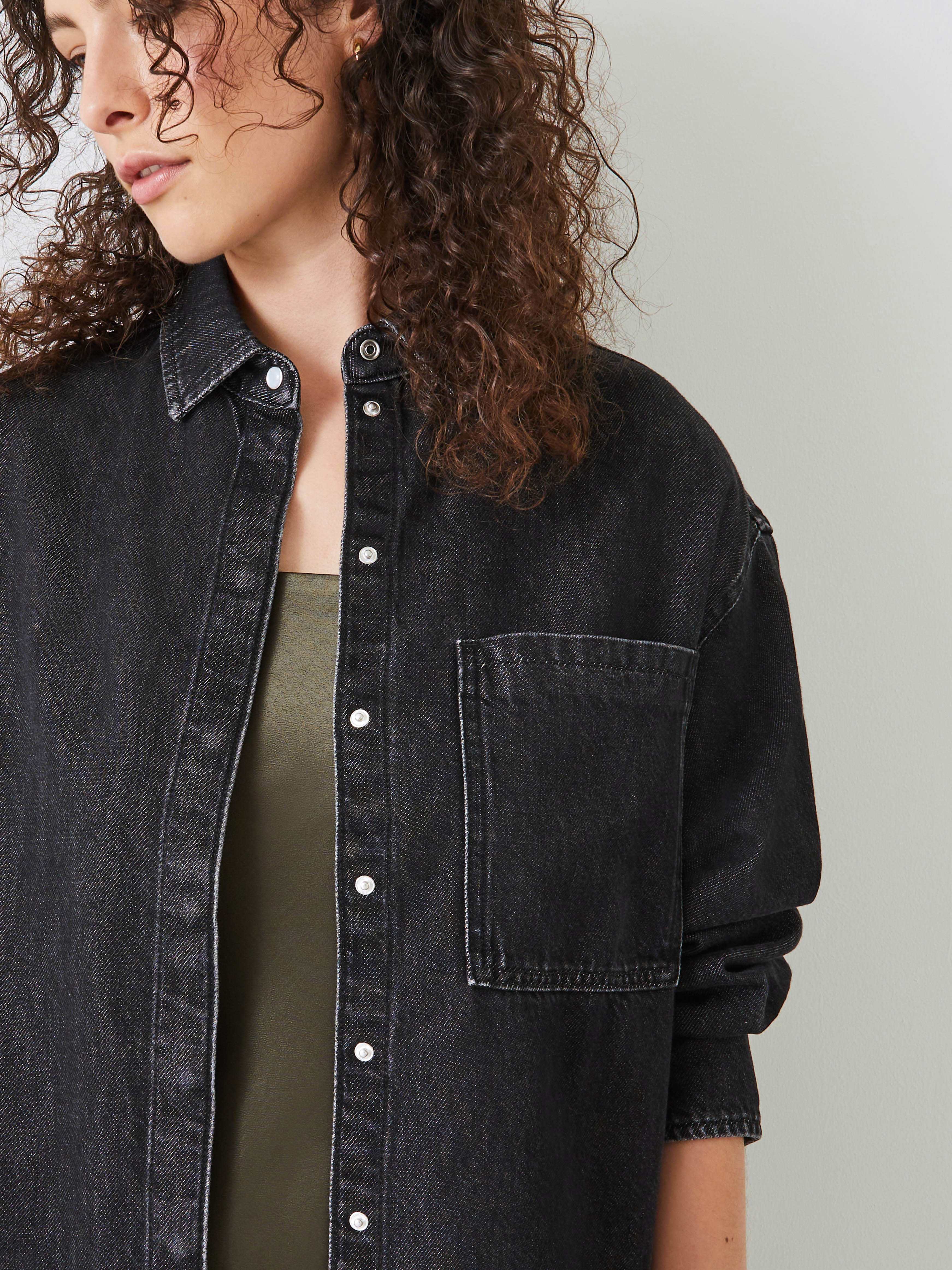 Deanna Washed Black Denim Overshirt