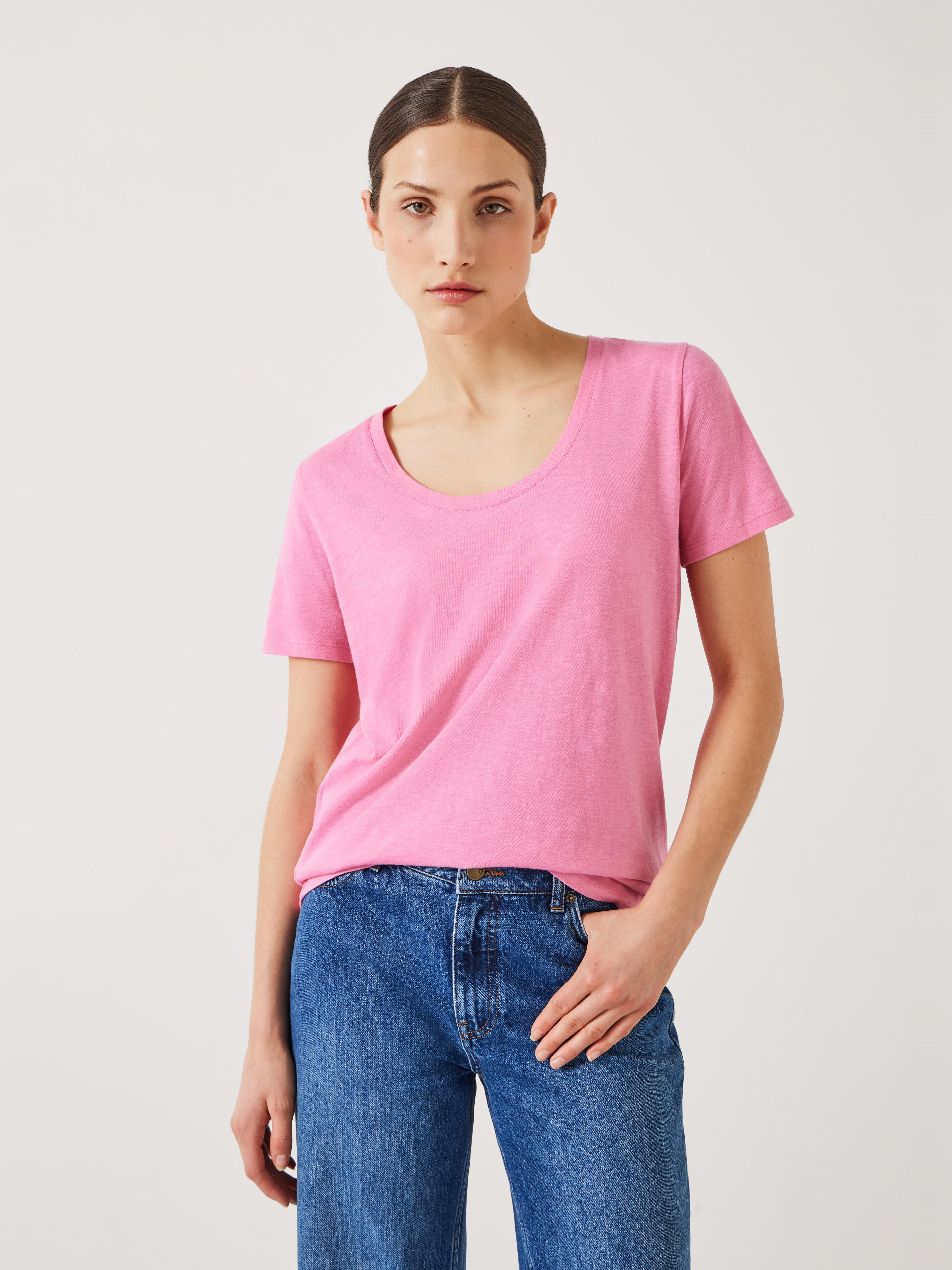 Hari Scoop Neck Cotton Slub T-Shirt
