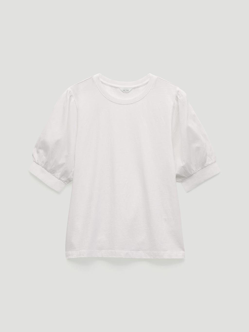014482-0212-07 Talia Cotton Woven Puff Sleeve T-Shirt (Off White)