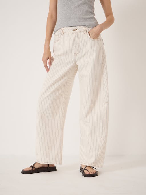 Bree Stripe Horseshoe Barrel Leg Jeans