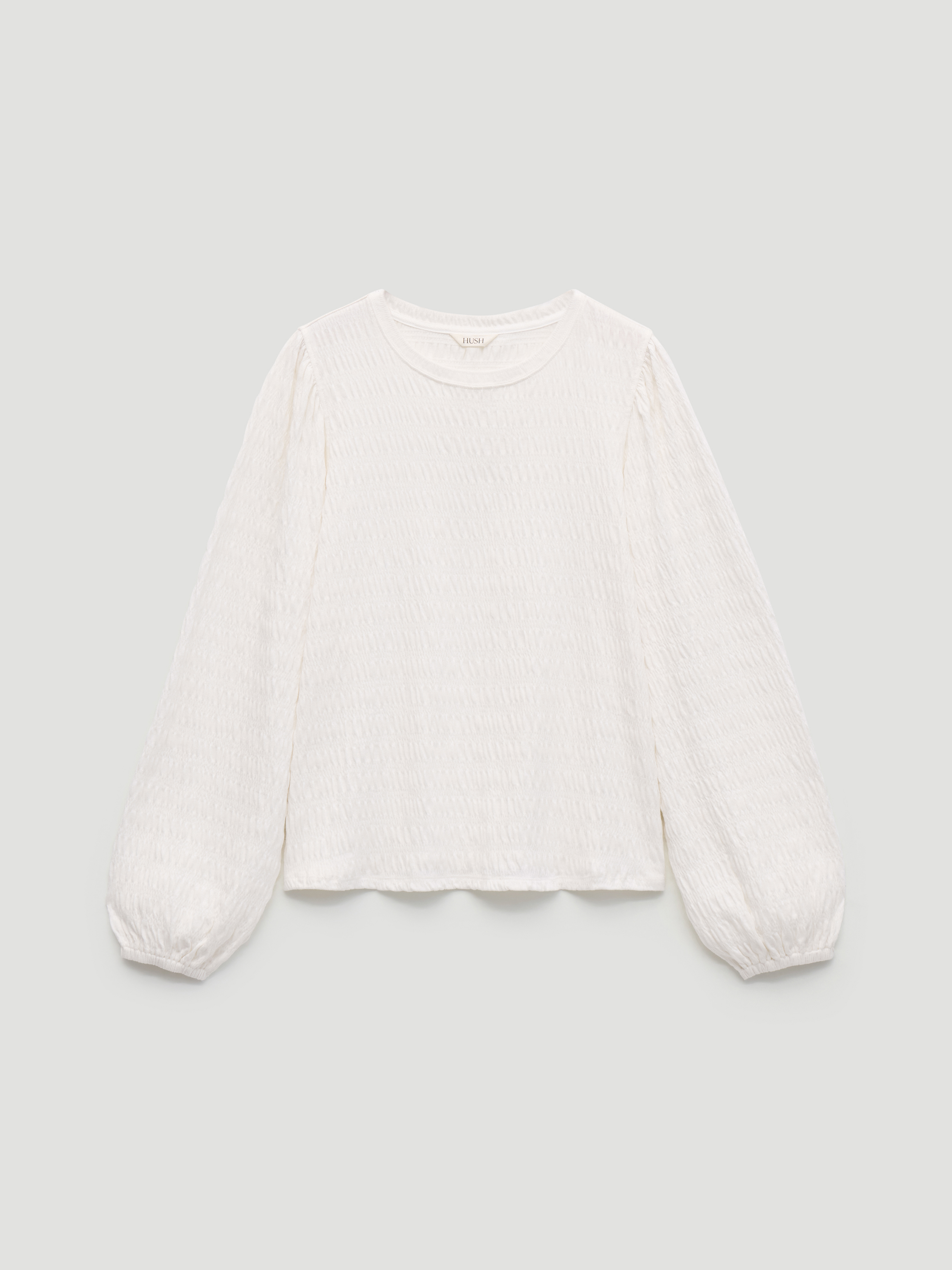 Thalia Seersucker Jersey Top | Stone White | hush