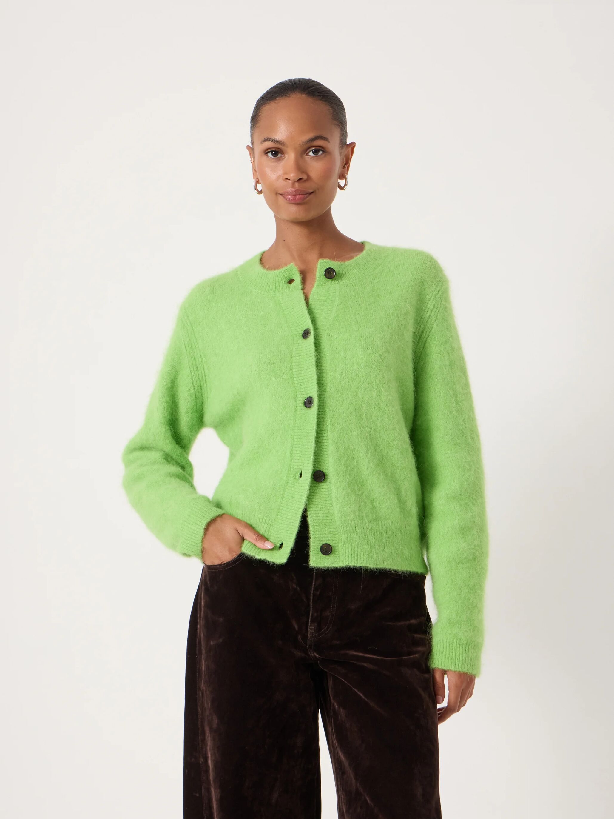 トップス hholic lib stretch cardigan 2pieces set Perrin Crew Neck Alpaca Wool Cardigan | Lime Green | hush