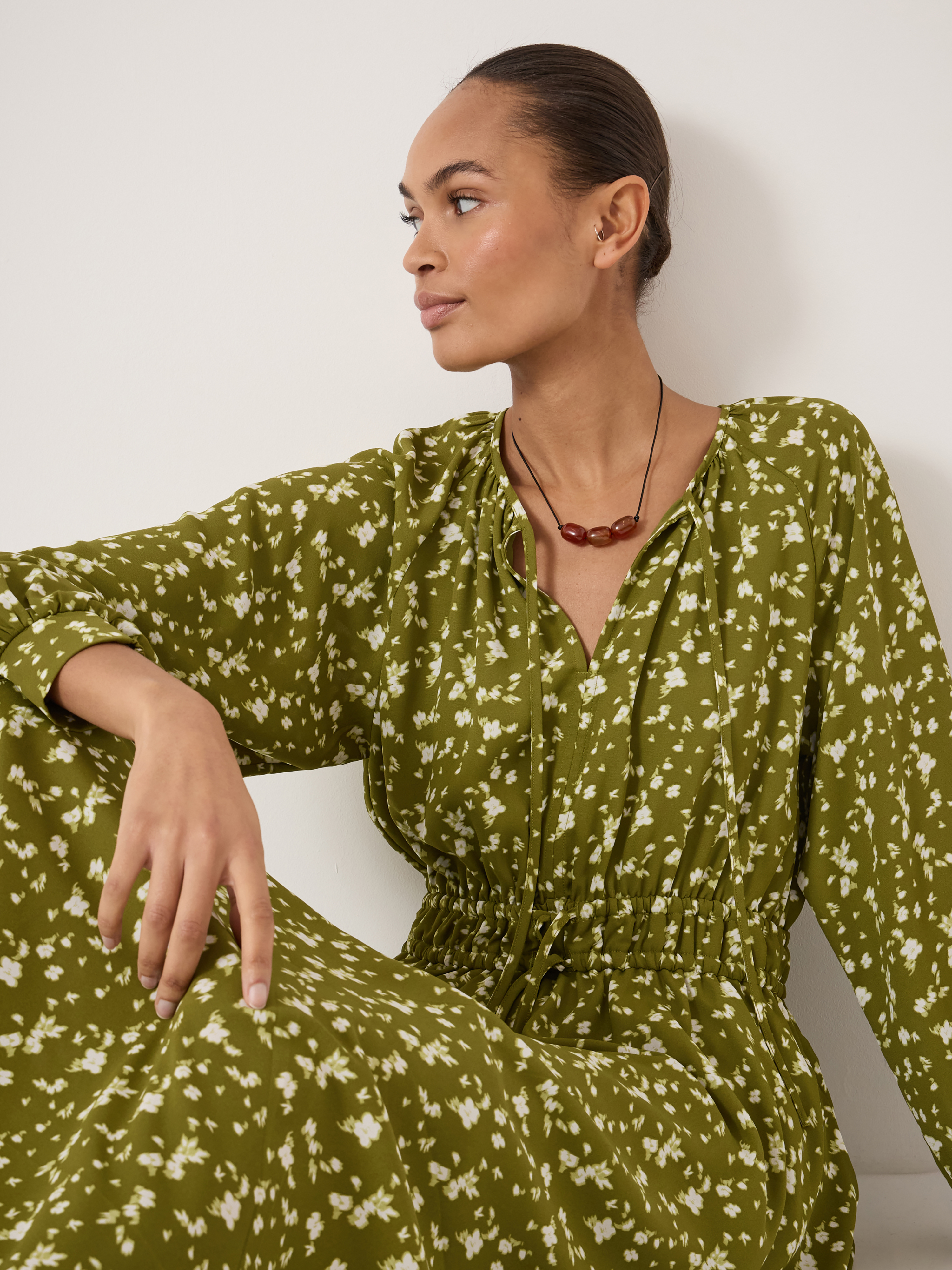 Odelia Printed Long Sleeve Chiffon Dress