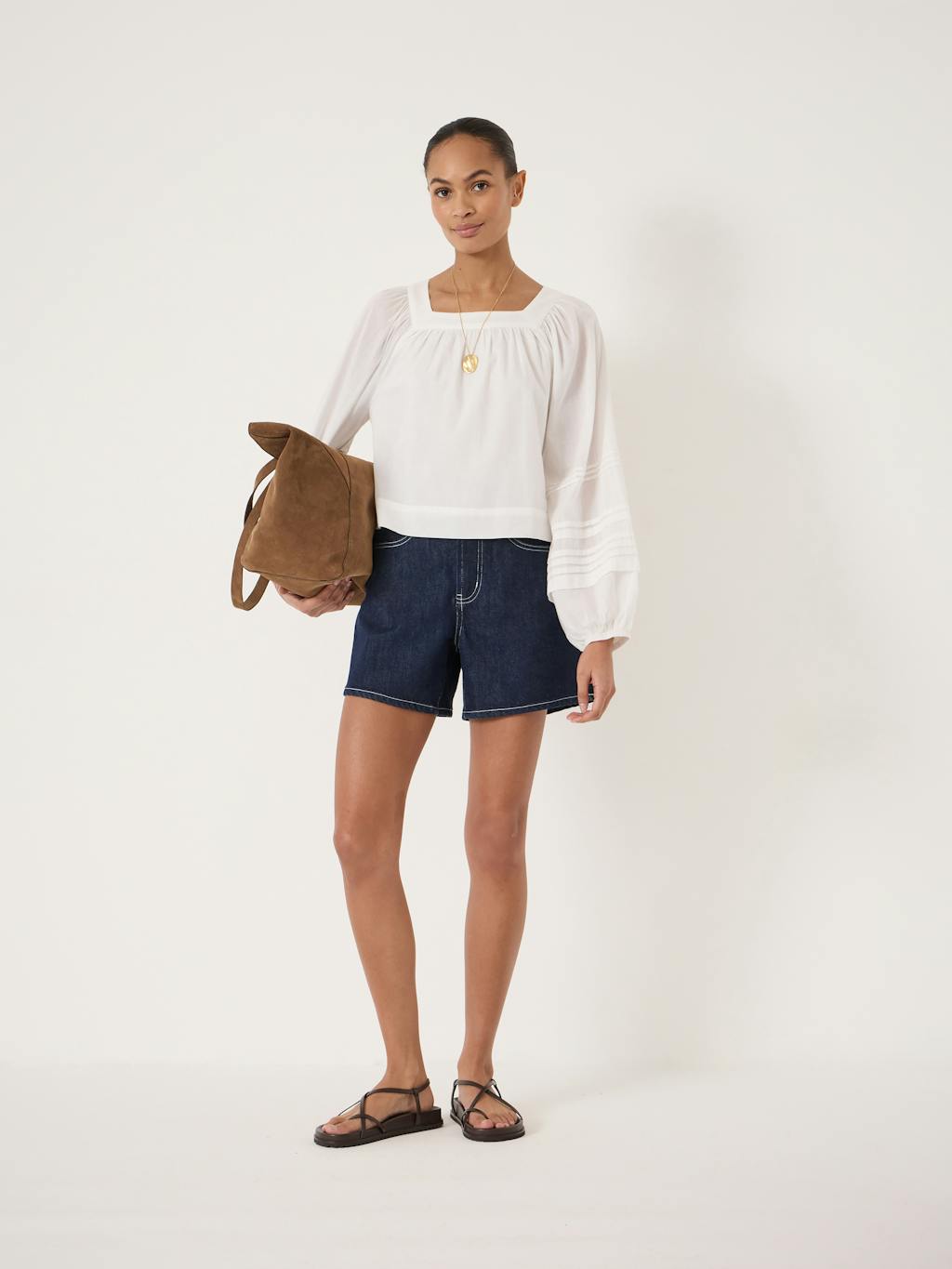 014477-0001-02 Raye Square Neckline Cotton Blouse