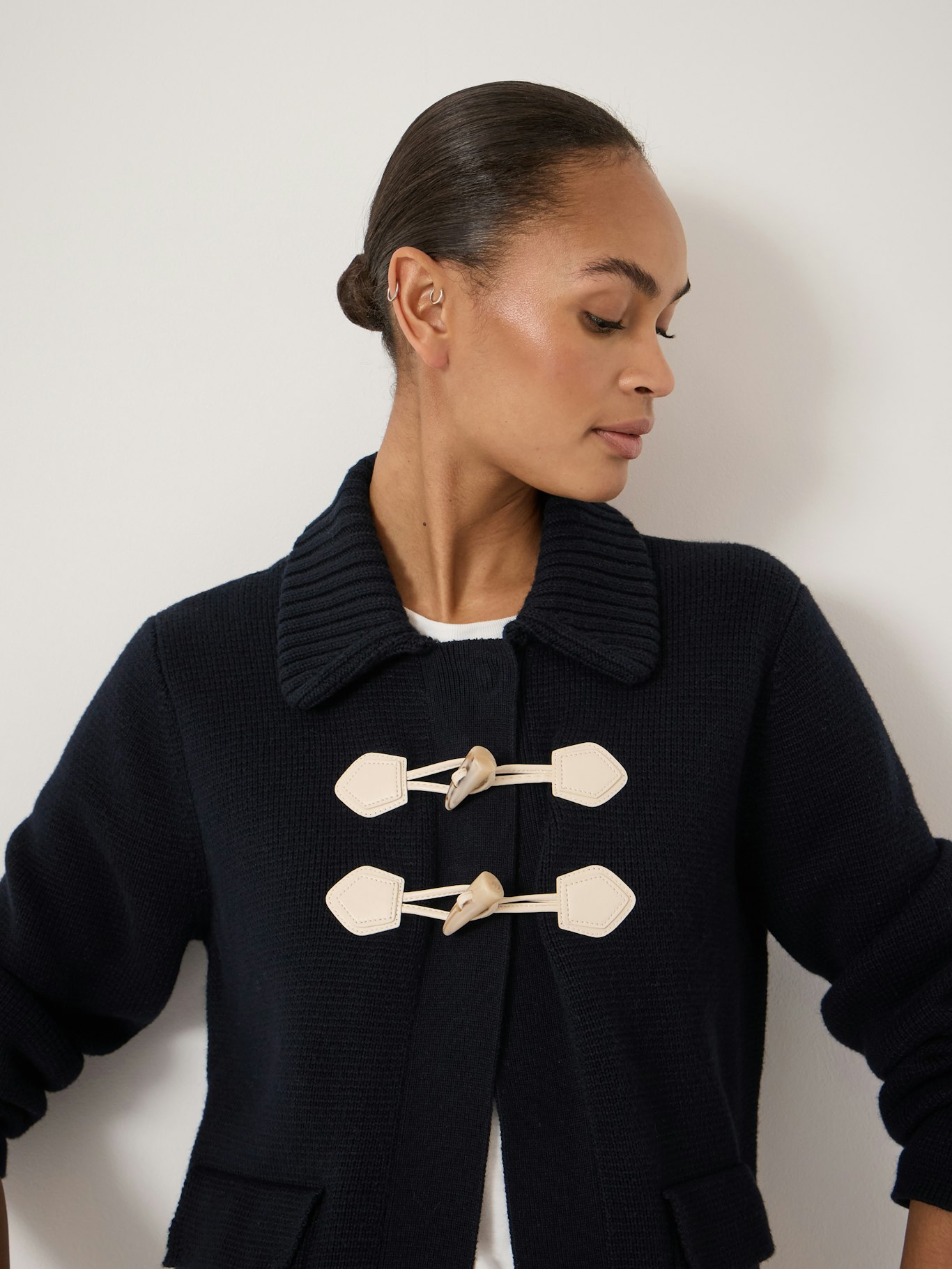 014523-1658-04 Dora Duffel Trim Wool Blend Cardigan