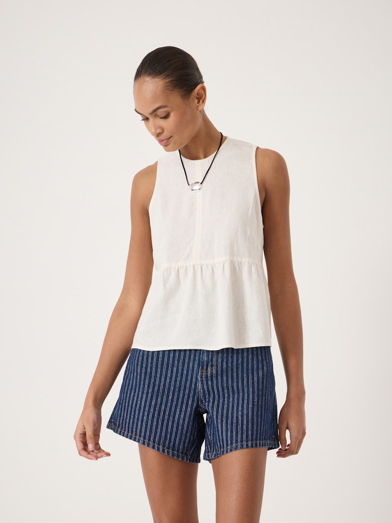 Nomie Sleeveless Linen Blend Peplum Top