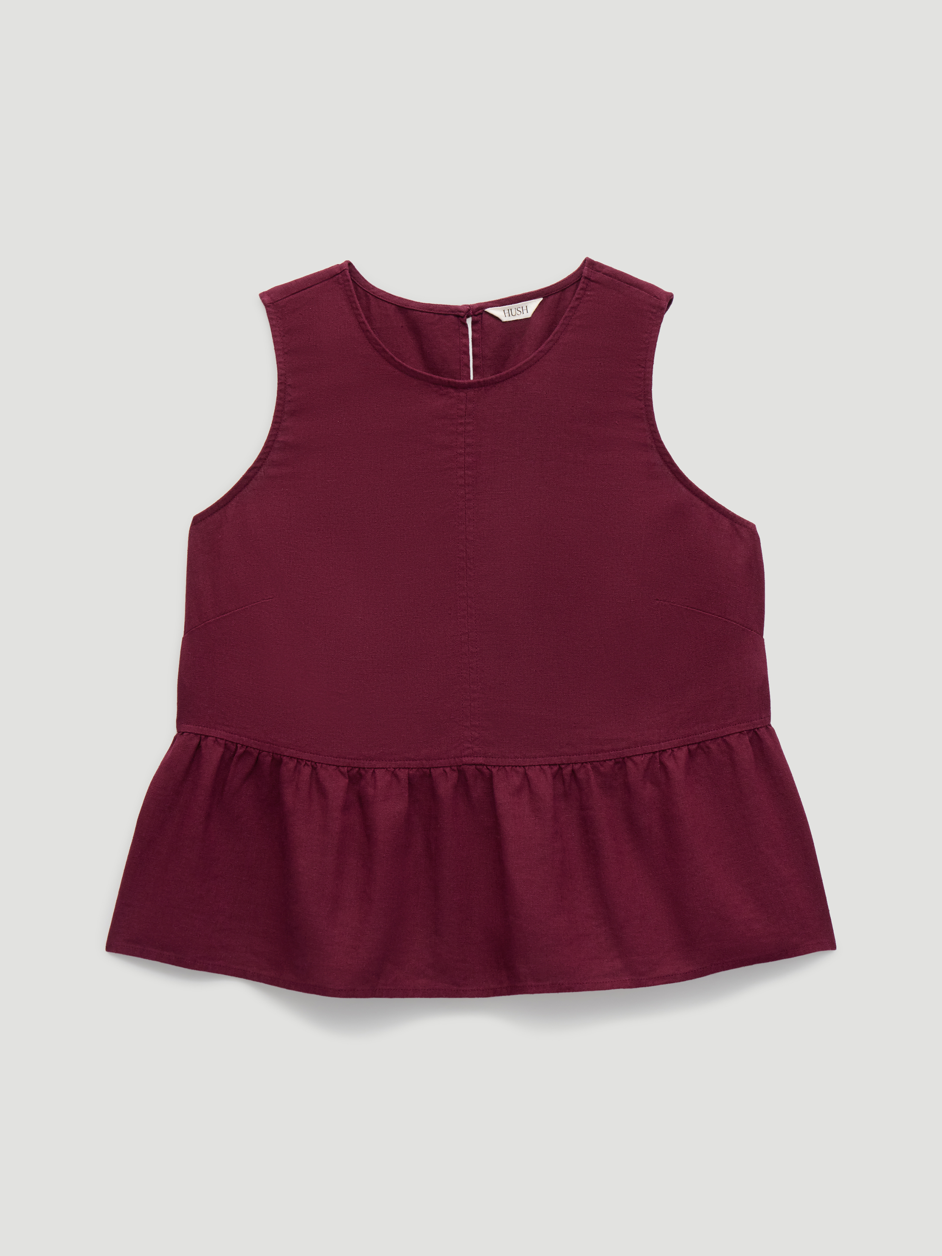 Nomie Halter Neck Linen Peplum Top