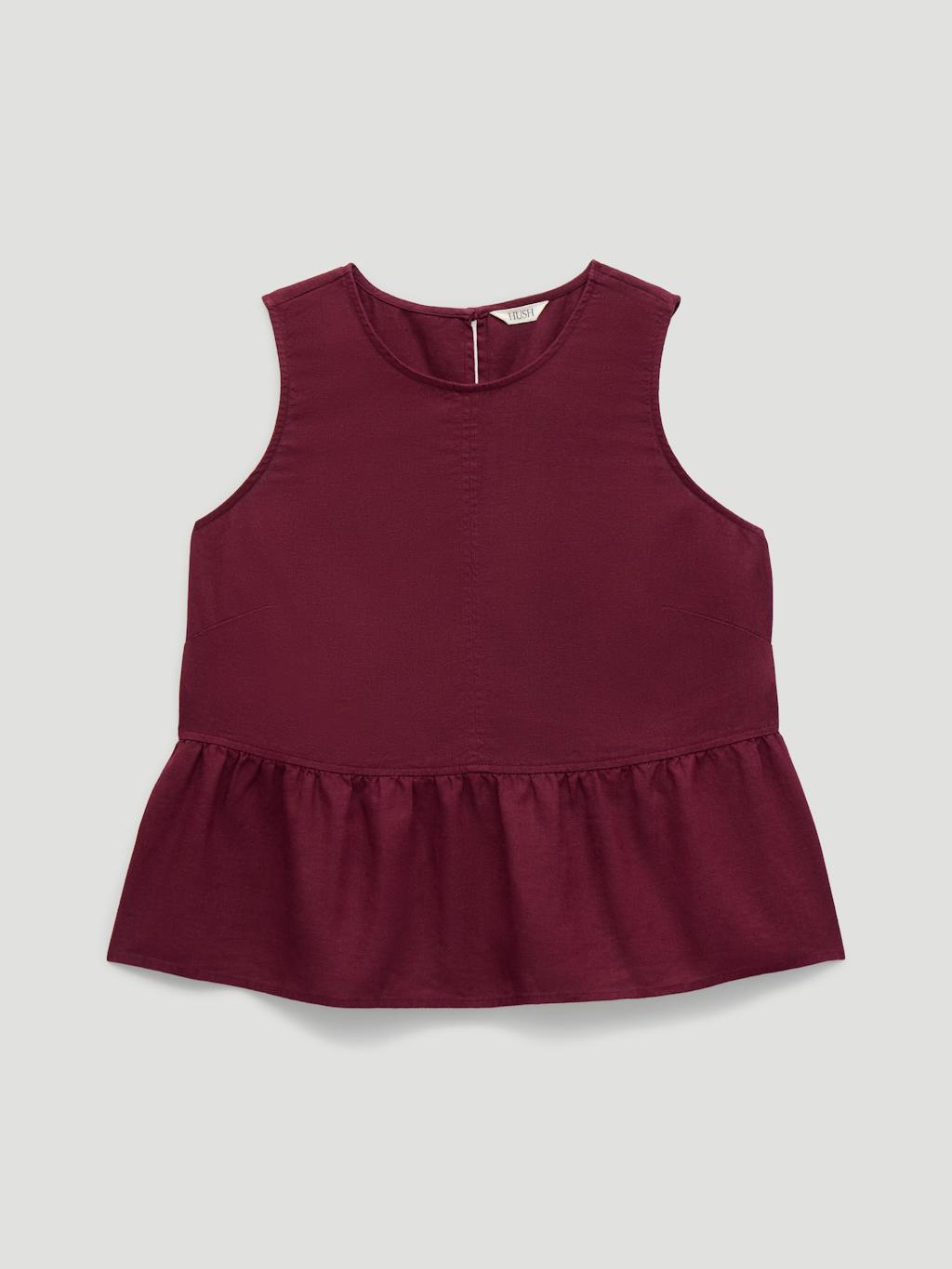 014594-3278-07 Nomie Halter Neck Linen Peplum Top