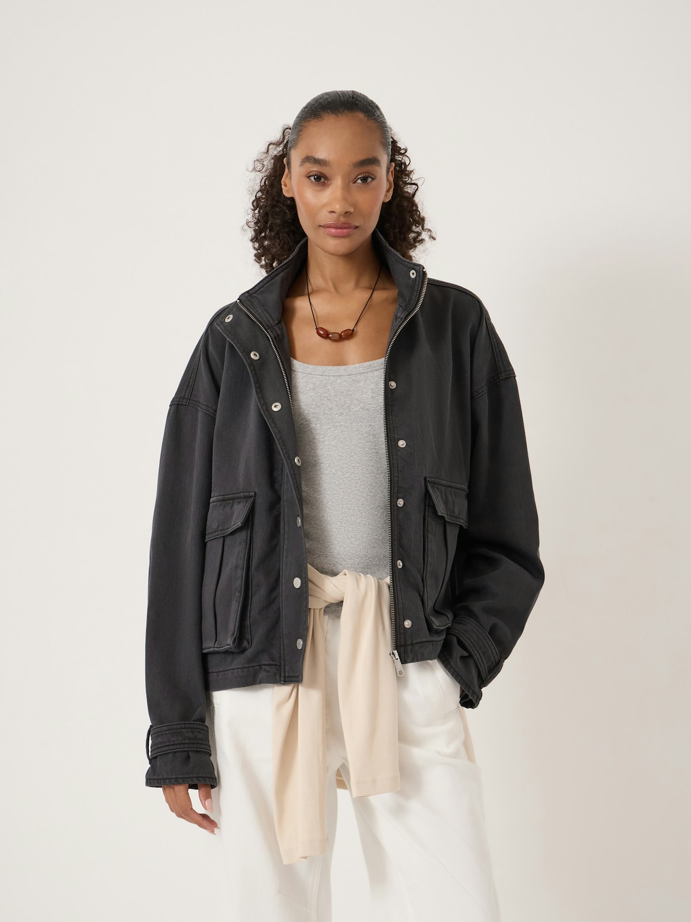 014459-0462-01 Melinda Supersoft Relaxed Funnel Neck Utility Jacket