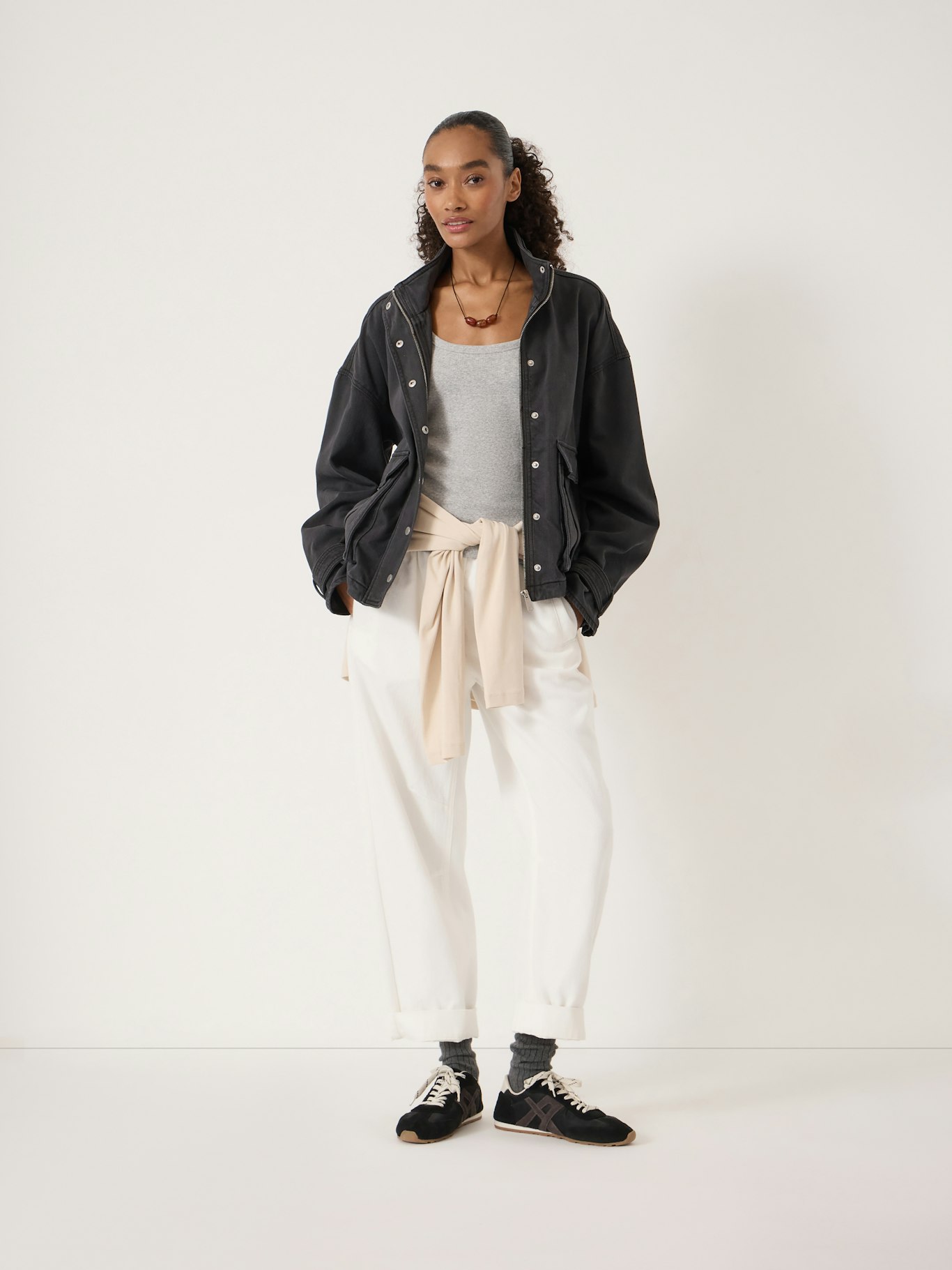 014459-0462-02 Melinda Supersoft Relaxed Funnel Neck Utility Jacket