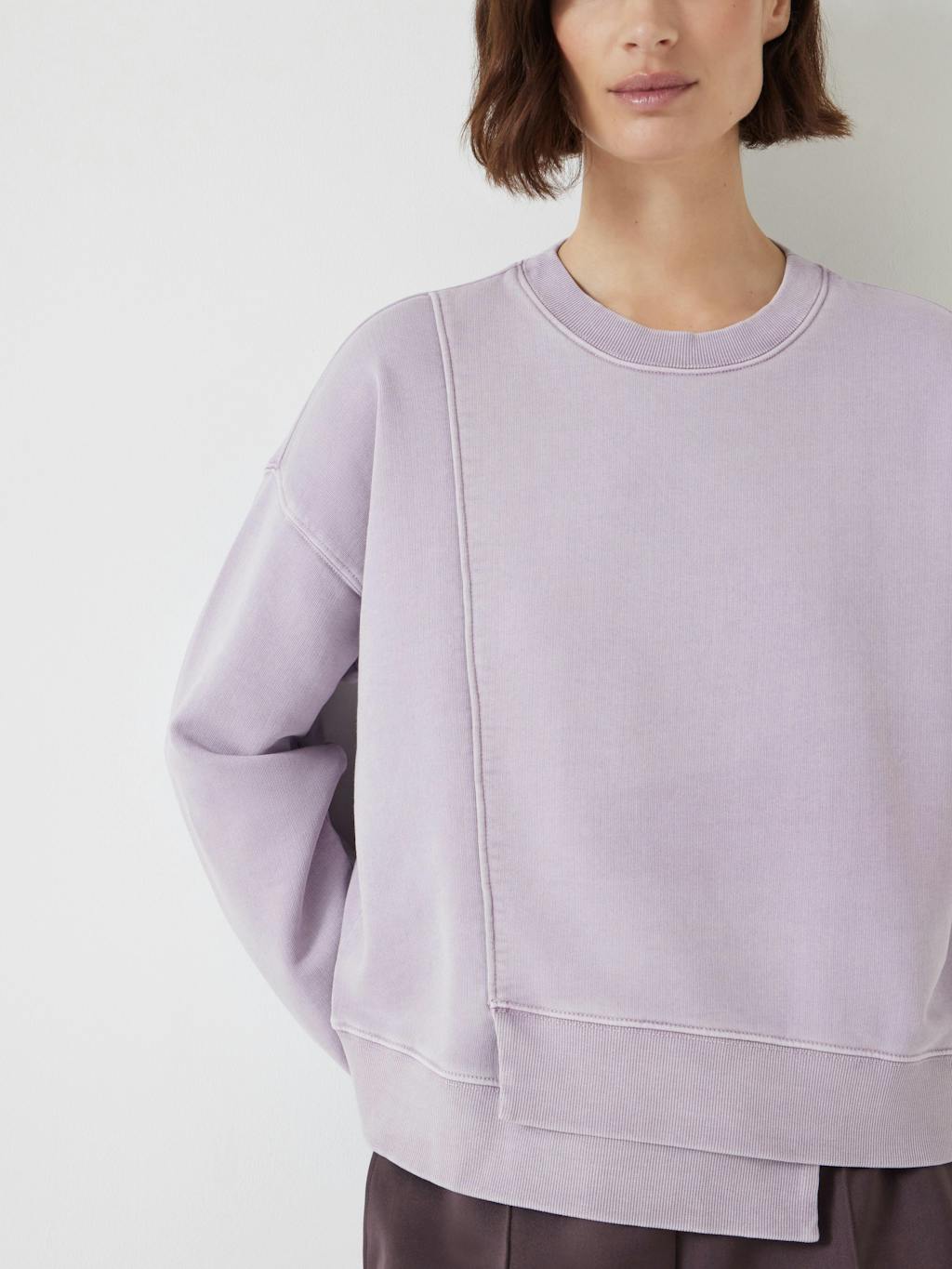 013223-1437-04 Asymmetric Layered Washed Sweatshirt